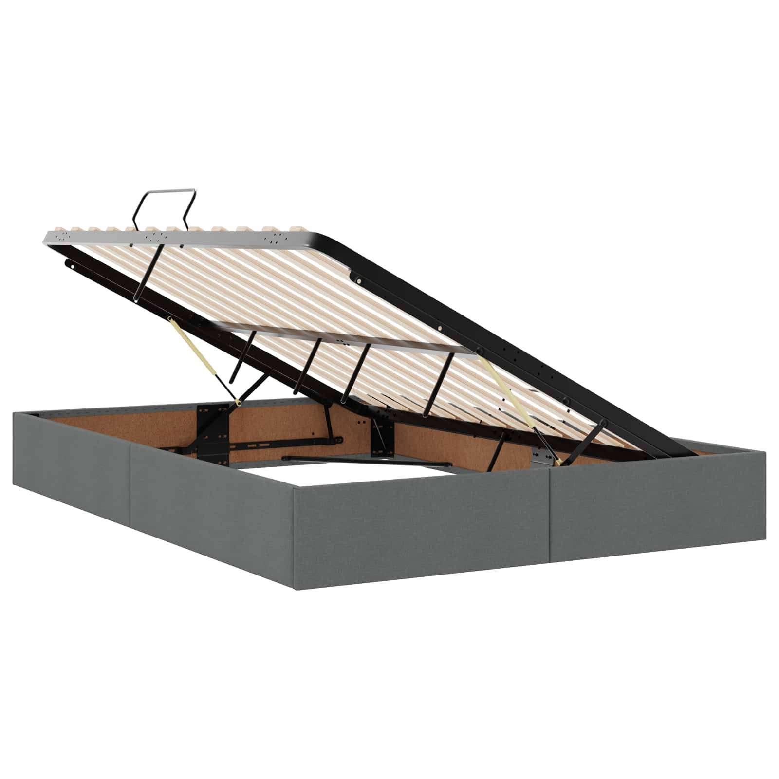 vidaXL LED-Speicherbett mit Matratze Dunkelgrau 140 x 190 cm Stoff