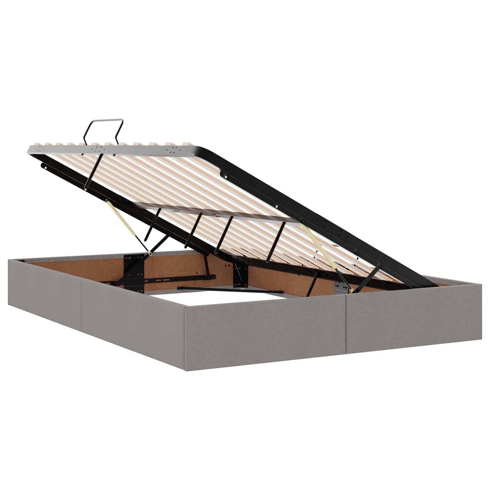 vidaXL LED-Speicherbett mit Matratze Taupe 140 x 200 cm Stoff