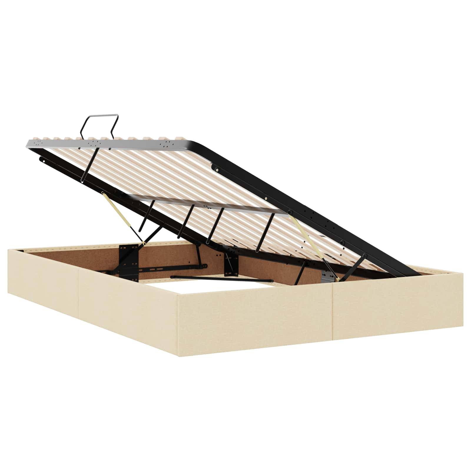 vidaXL LED-Speicherbett mit Matratze Creme 160 x 200 cm Stoff
