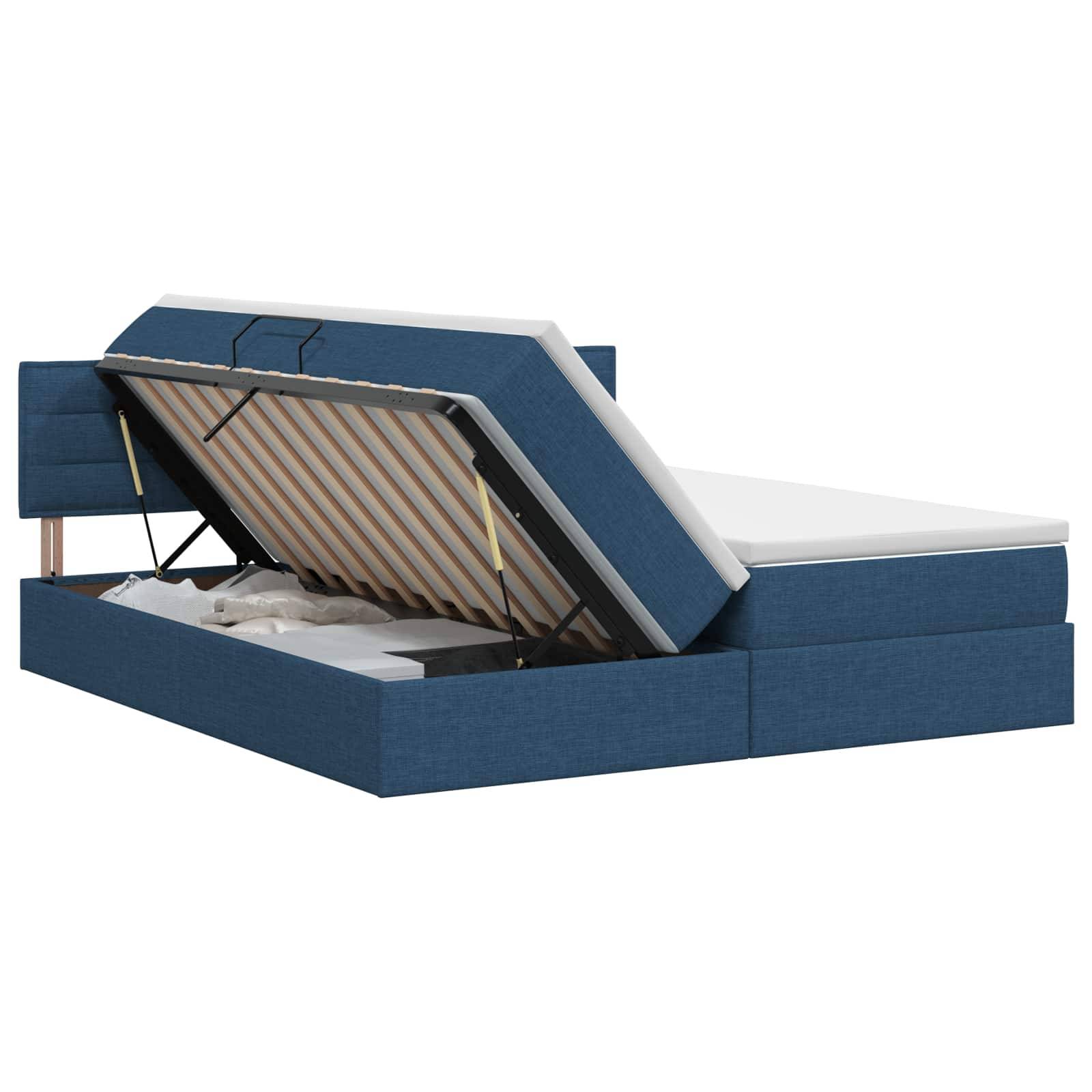 vidaXL Aufbewahrungsbett mit Kopfteil 2 pcs Blau Kunstleder
