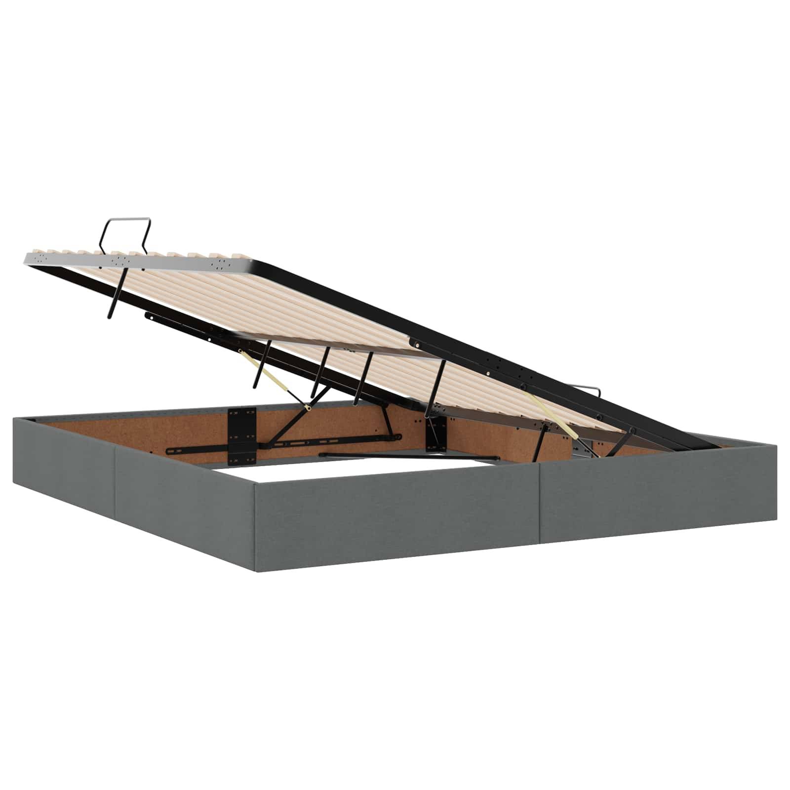 vidaXL Aufbewahrungsbett mit Matratze Dunkelgrau 200 x 200 cm Stoff