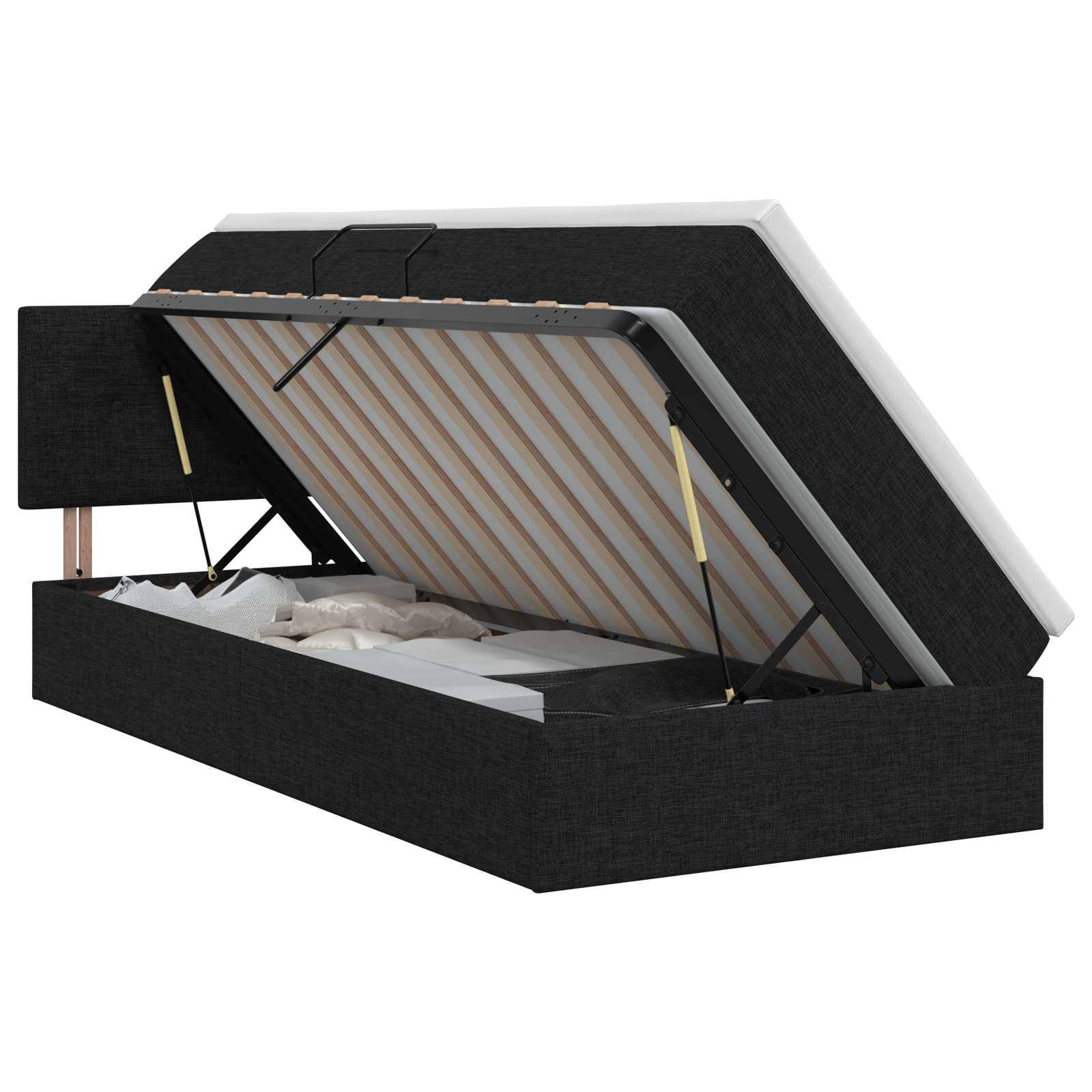 vidaXL Aufbewahrungsbett mit Matratze Schwarz 100 x 200 cm Samt
