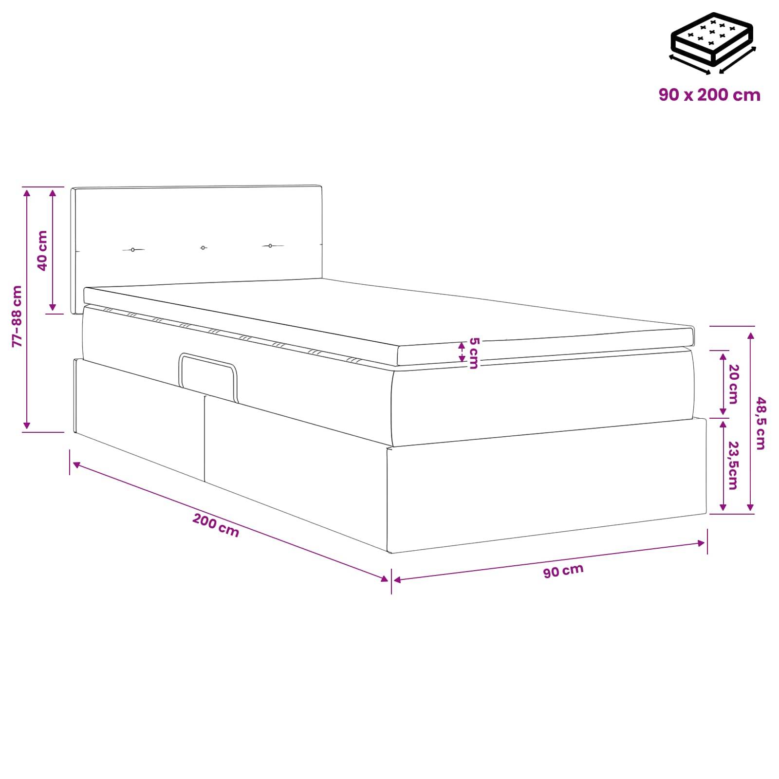 vidaXL Aufbewahrungsbett mit Kopfteil Dunkelgrün 90 x 200 cm Samt