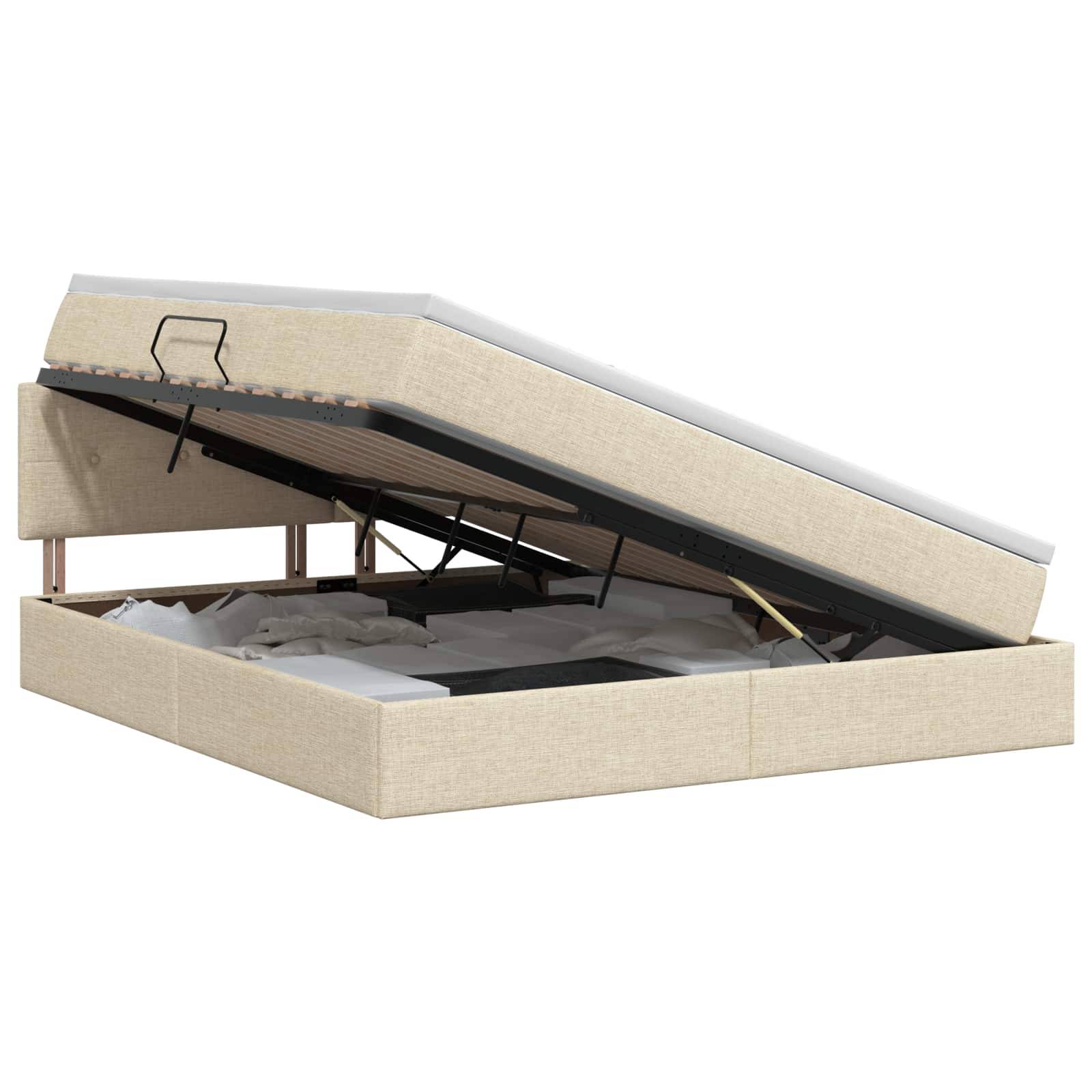 vidaXL Aufbewahrungsbett mit Matratze Creme 140 x 200 cm Holzwerkstoff