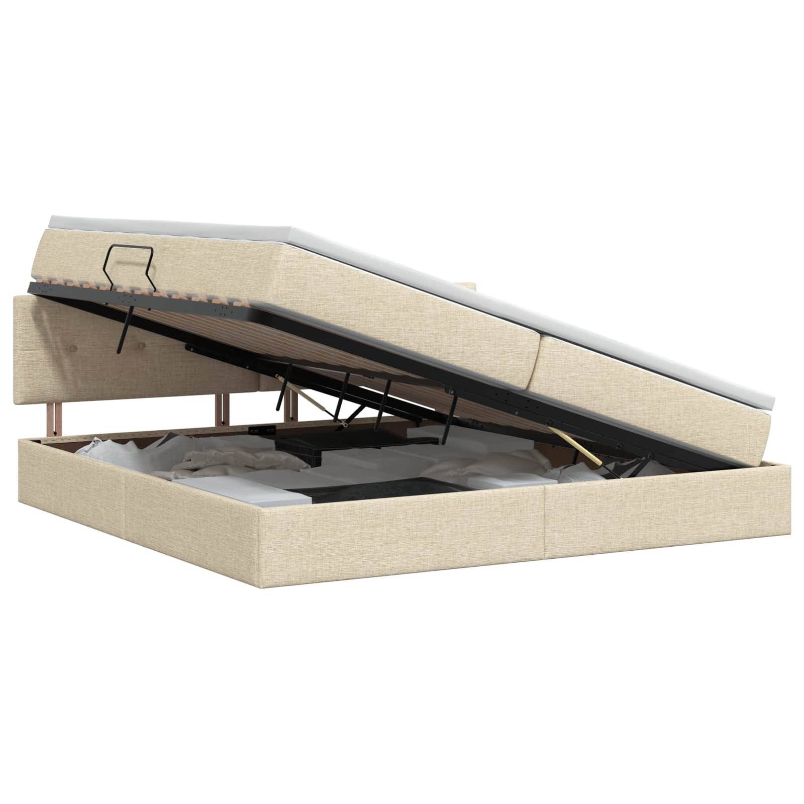 vidaXL Aufbewahrungsbett mit Matratze Creme 200 x 200 cm Holzwerkstoff