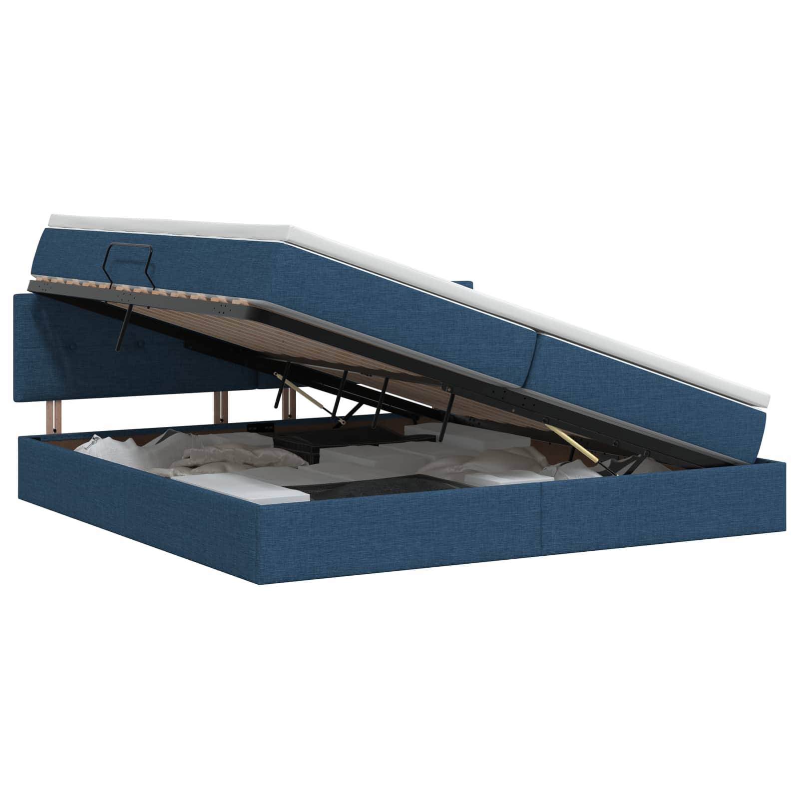 vidaXL Aufbewahrungsbett mit Matratze Blau 200 x 200 cm Samt