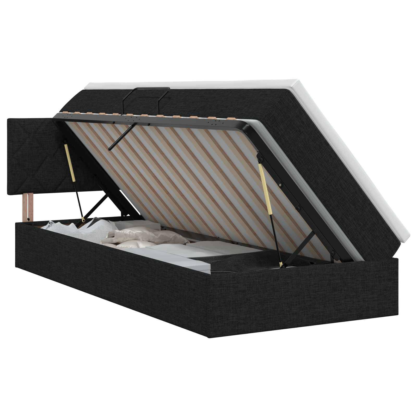 vidaXL Aufbewahrungsbett mit Matratze Schwarz 90 x 190 cm Samt