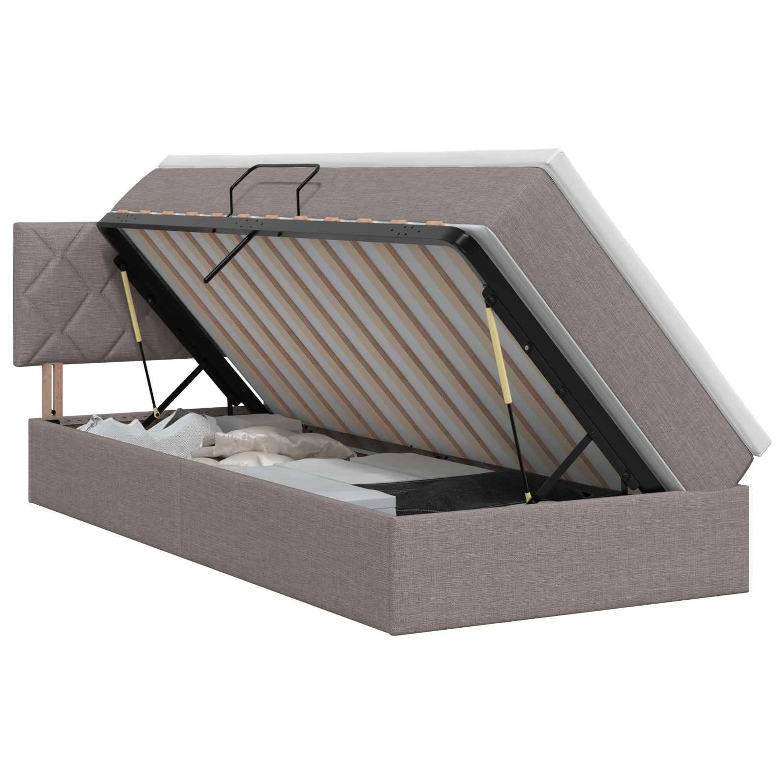 vidaXL Aufbewahrungsbett mit Matratze Taupe 90 x 190 cm Samt