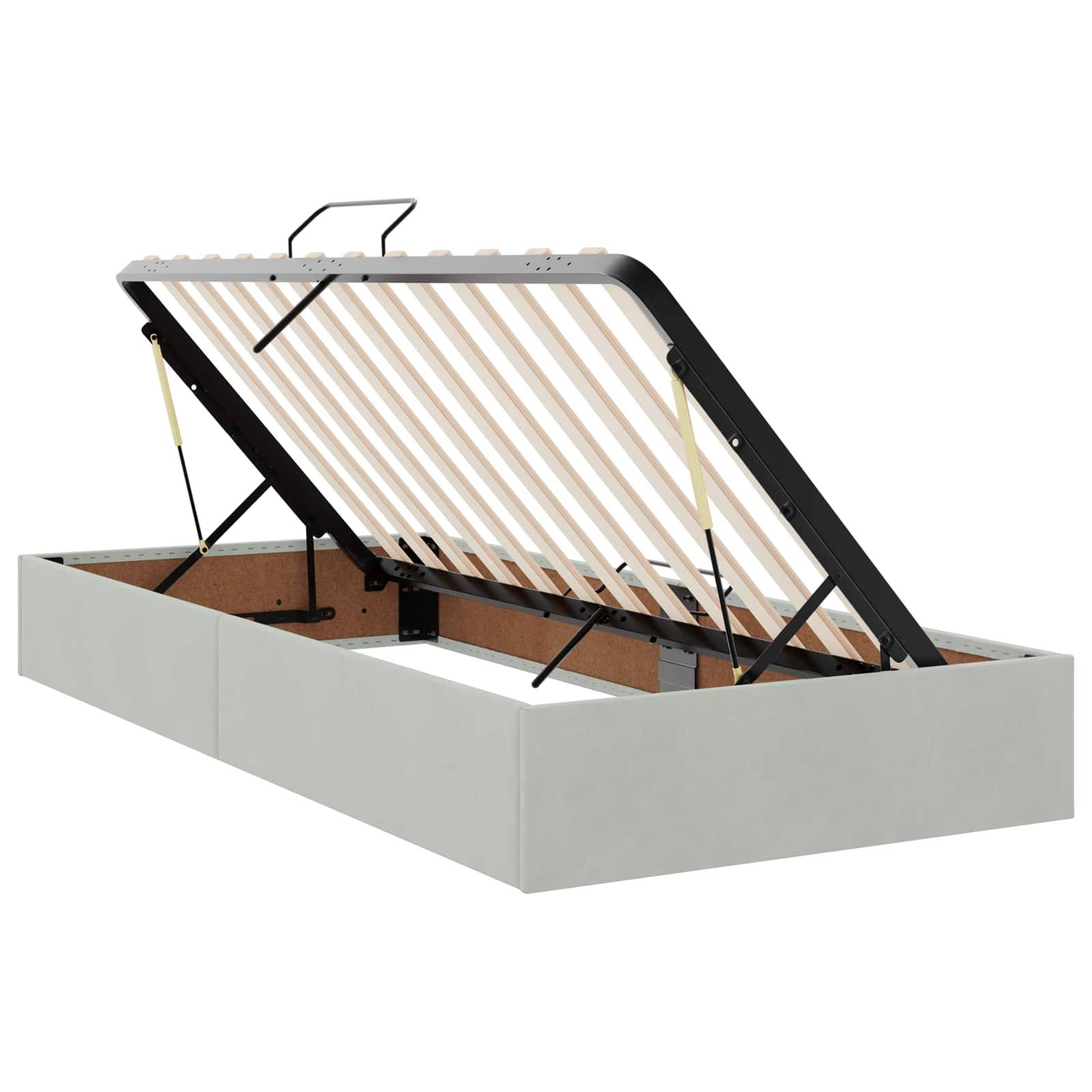 vidaXL LED-Speicherbett mit Matratze Hellgrau 200 x 200 cm Samt