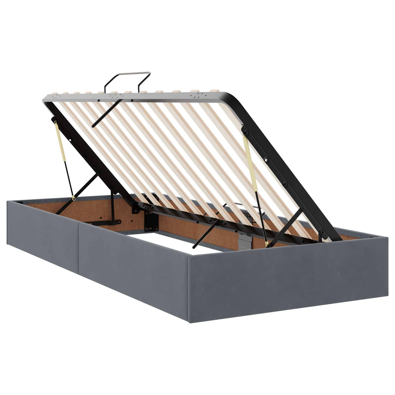 vidaXL LED-Speicherbett mit Matratze Dunkelgrau 200 x 200 cm Samt