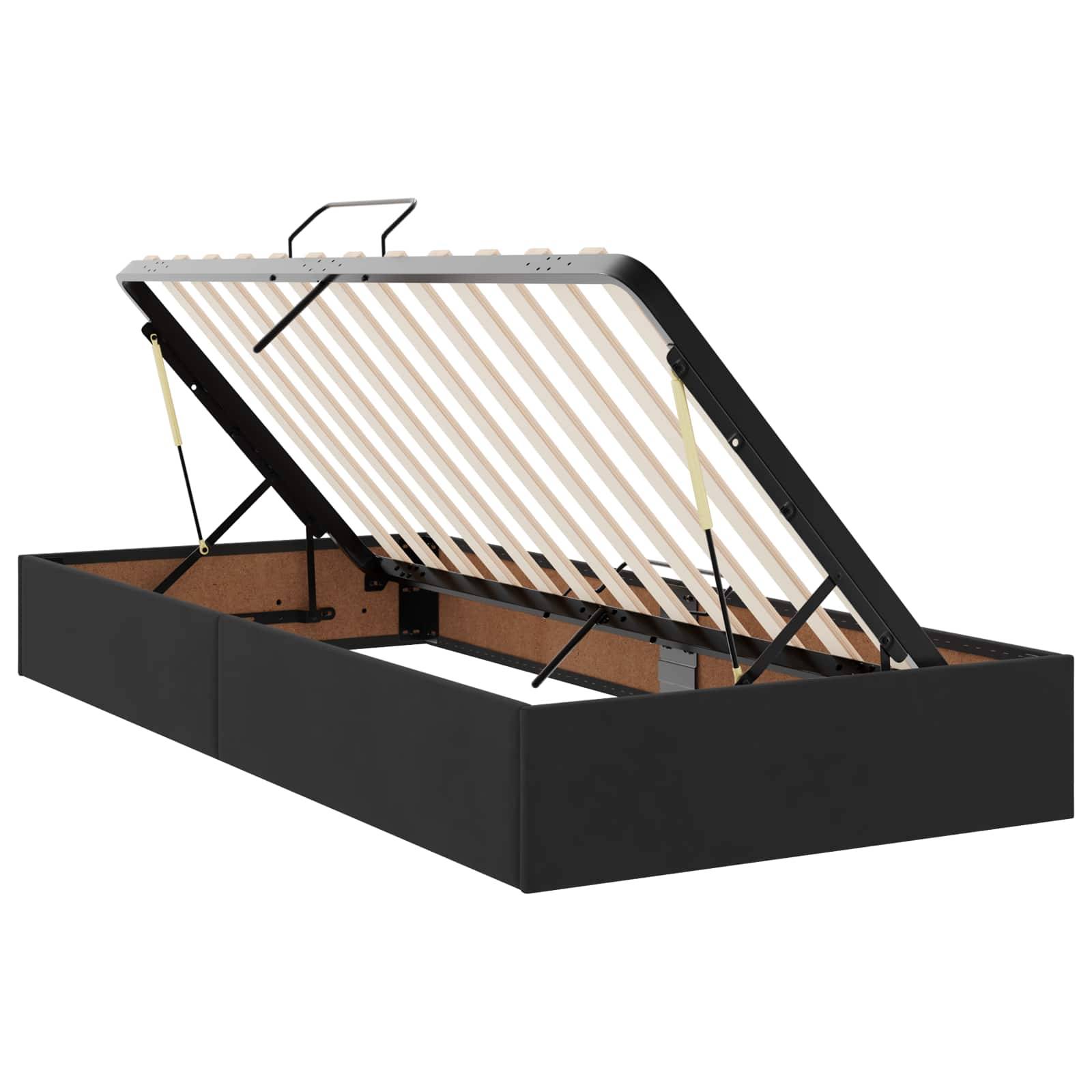 vidaXL LED-Speicherbett mit Matratze Schwarz 200 x 200 cm Samt