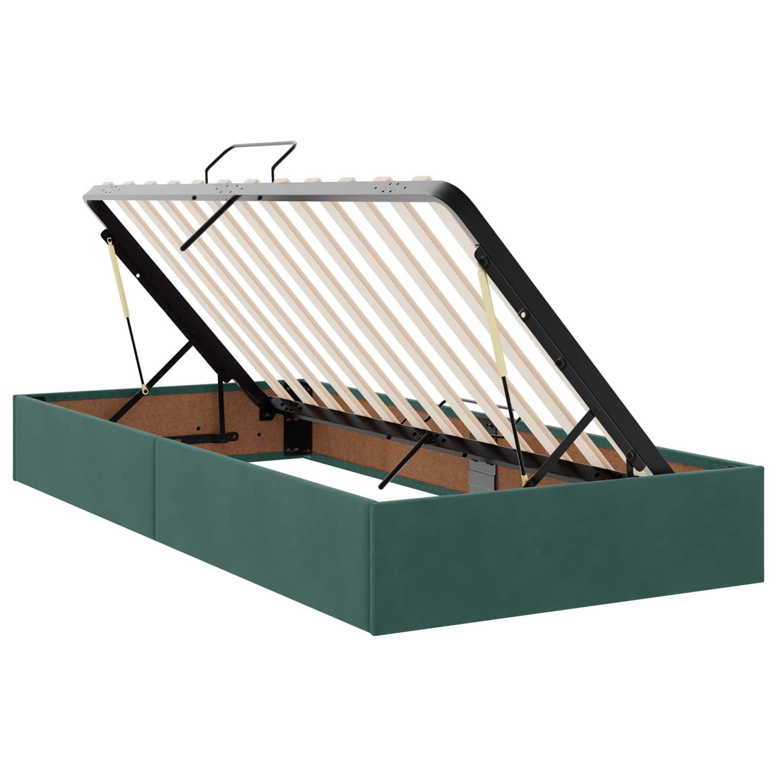 vidaXL LED-Speicherbett mit Matratze Dunkelgrün 90 x 190 cm Samt