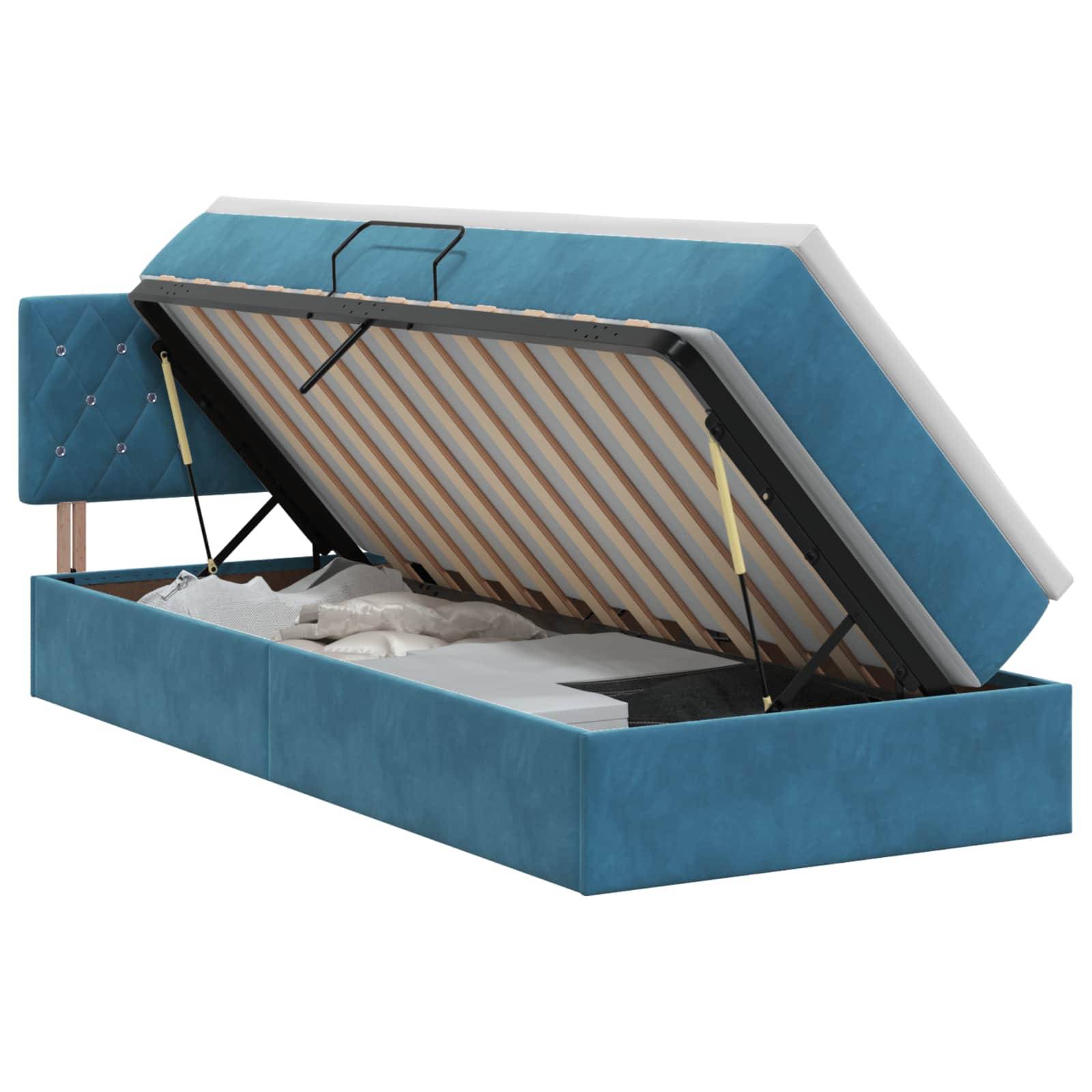 vidaXL Aufbewahrungsbett mit Kopfteil Dunkelblau 90 x 190 cm Samt