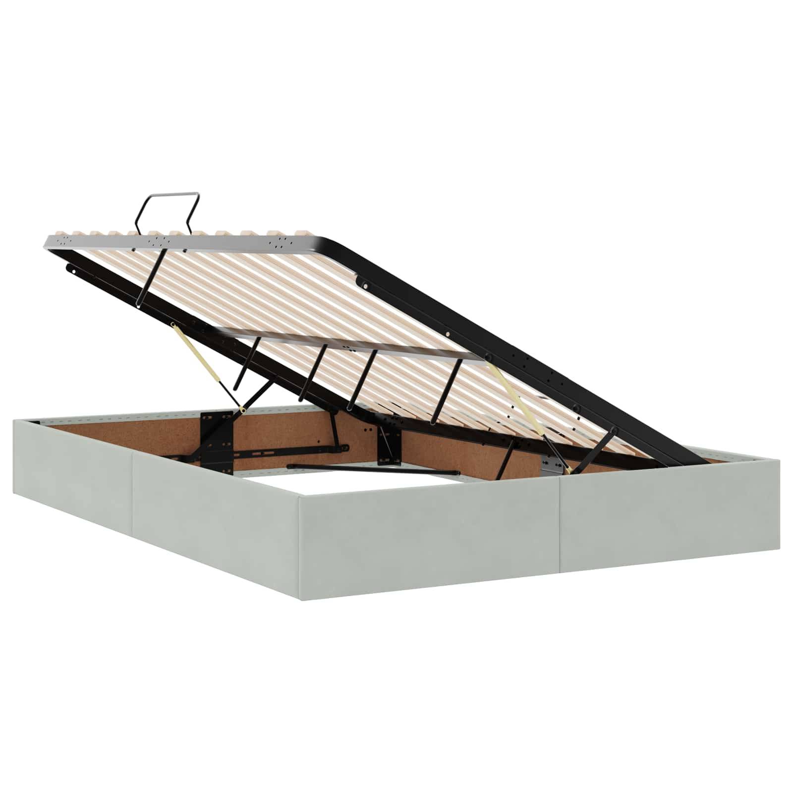 vidaXL LED-Speicherbett mit Matratze Hellgrau 160 x 200 cm Samt