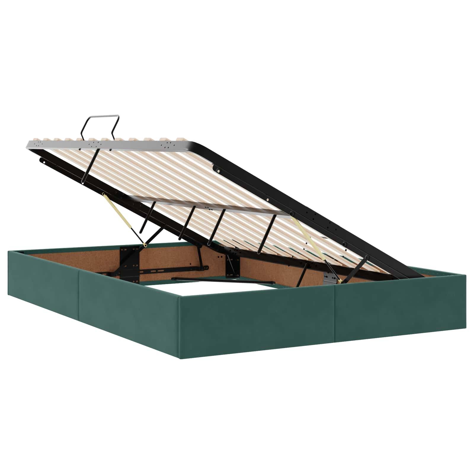 vidaXL LED-Speicherbett mit Matratze Dunkelgrün 140 x 200 cm Samt