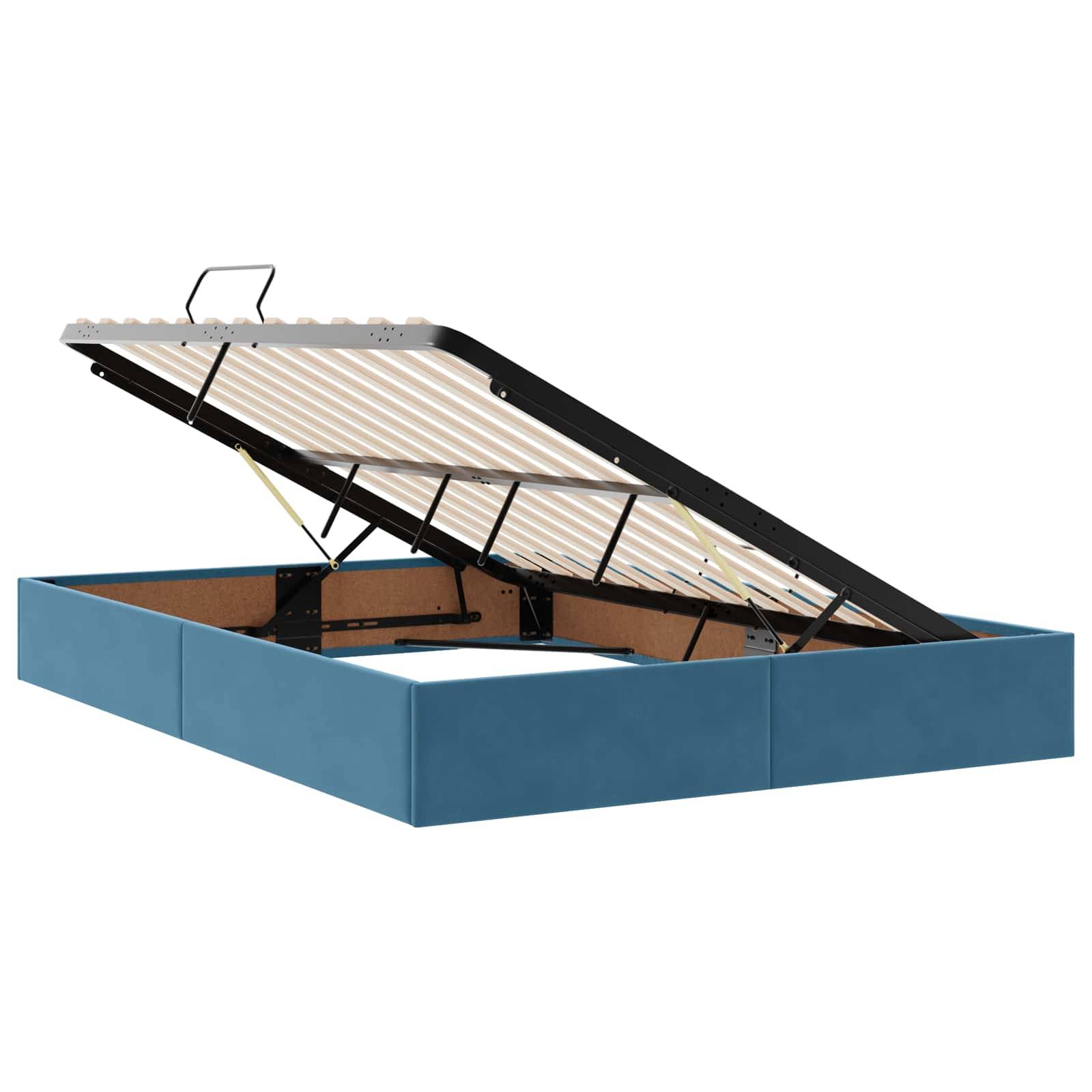 vidaXL Aufbewahrungsbett mit Kopfteil Dunkelblau 140 x 200 cm Samt