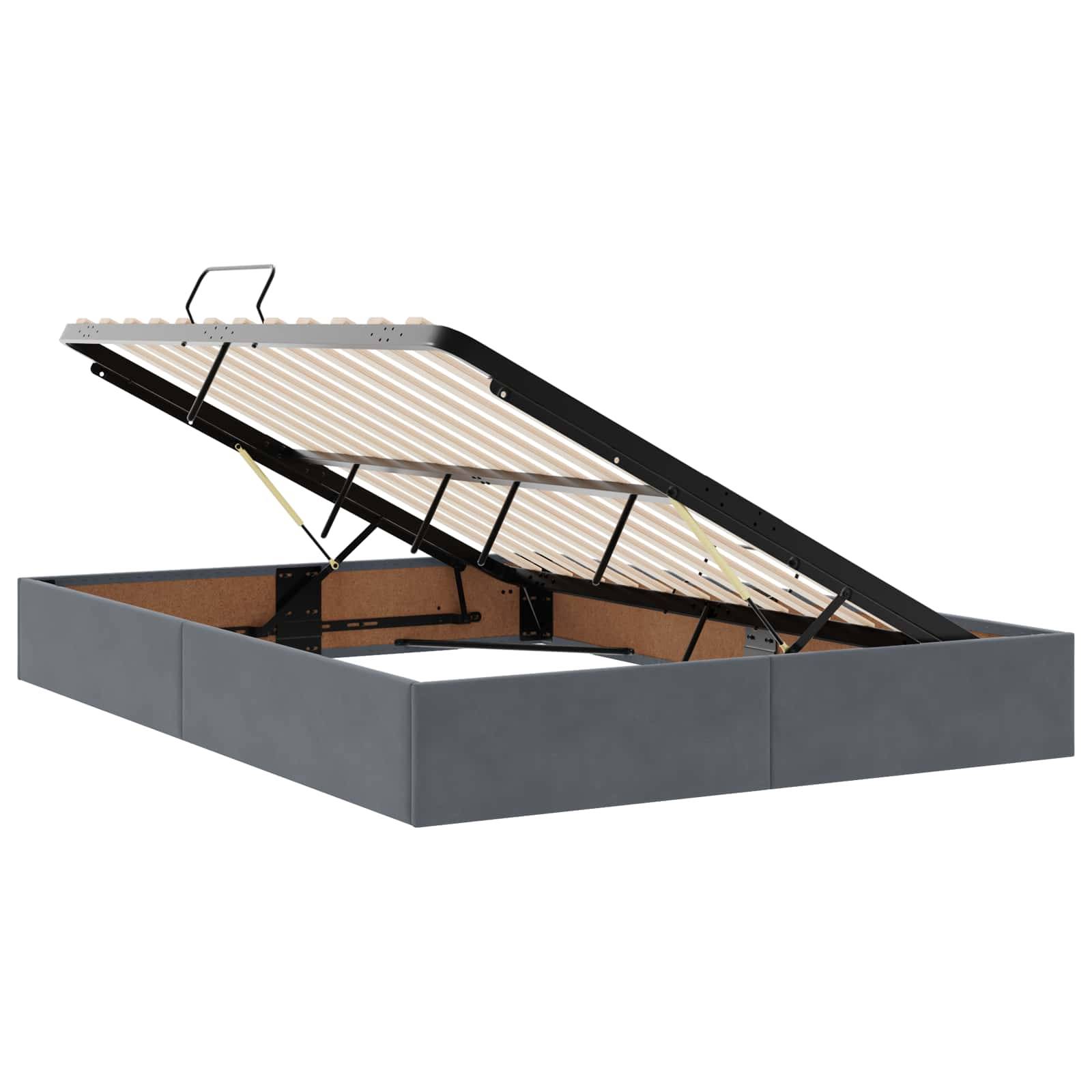 vidaXL LED-Speicherbett mit Matratze Dunkelgrau 140 x 190 cm Samt