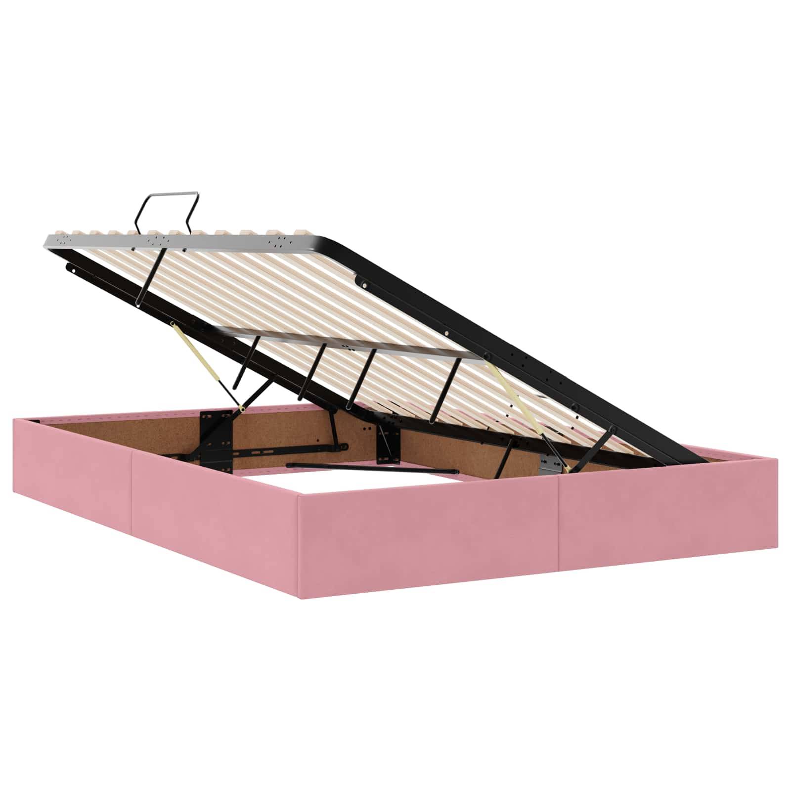 vidaXL Aufbewahrungsbett mit Matratze Rosa 160 x 200 cm Samt