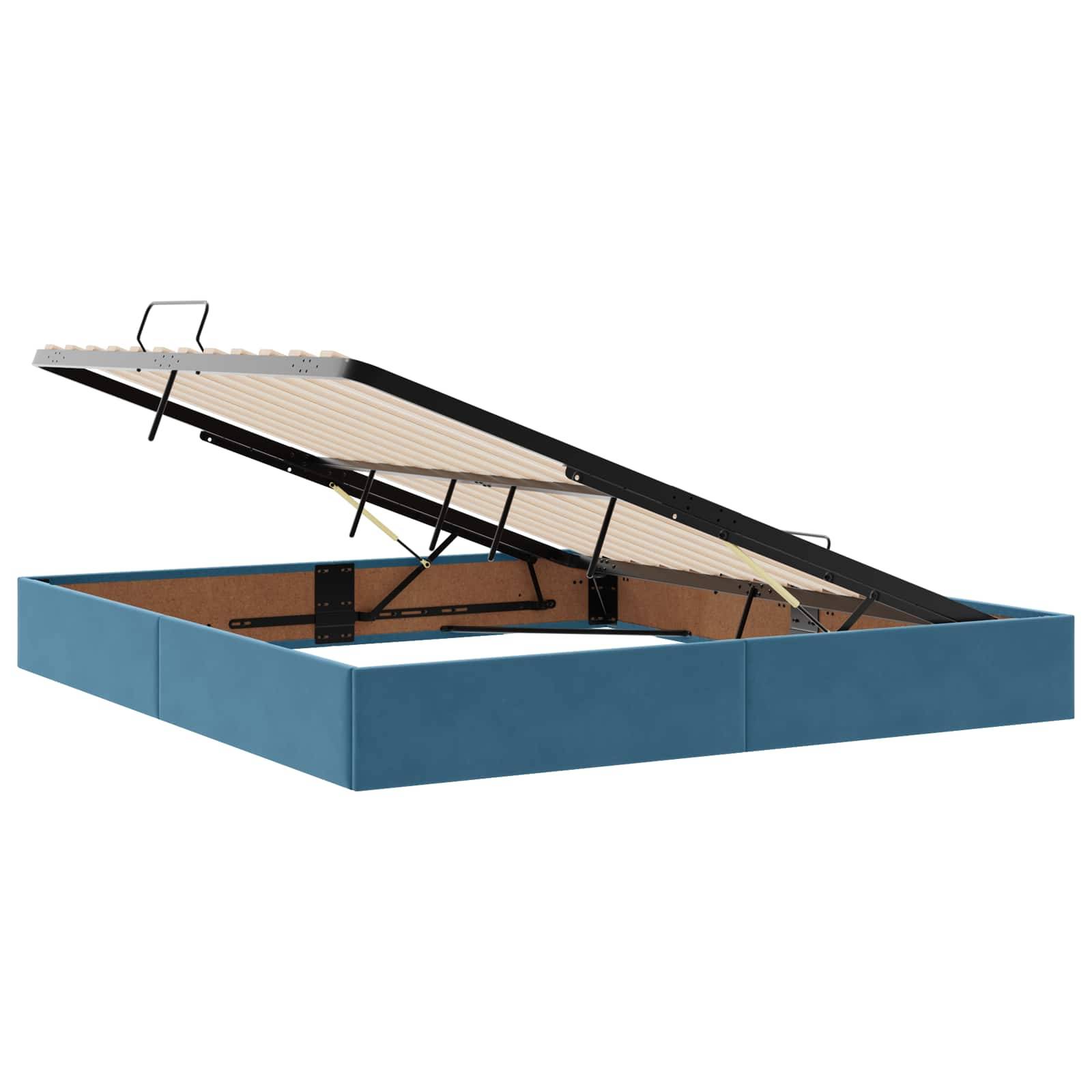 vidaXL LED-Speicherbett mit Matratze Dunkelblau 180 x 200 cm Samt