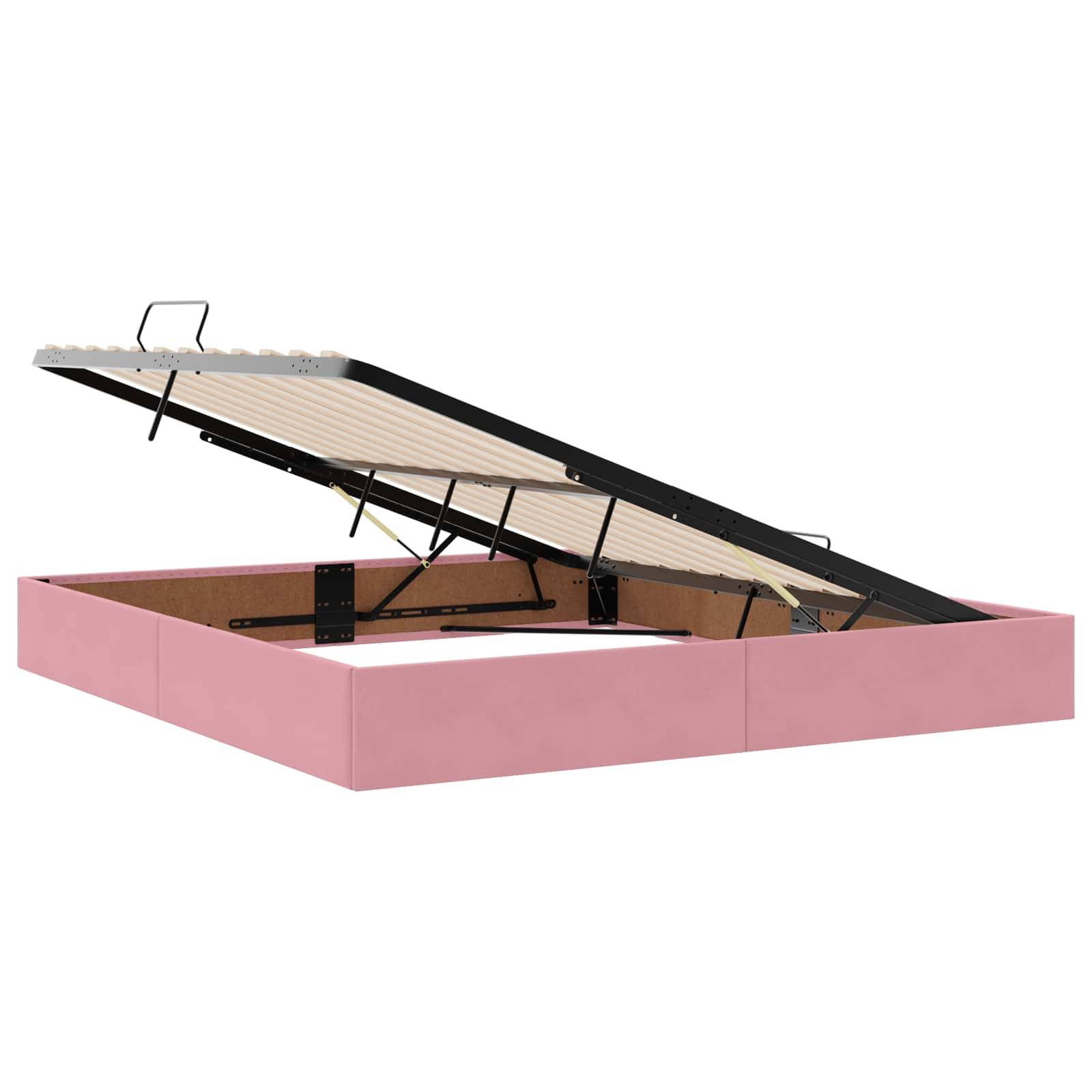 vidaXL LED-Speicherbett mit Matratze Rosa 180 x 200 cm Samt
