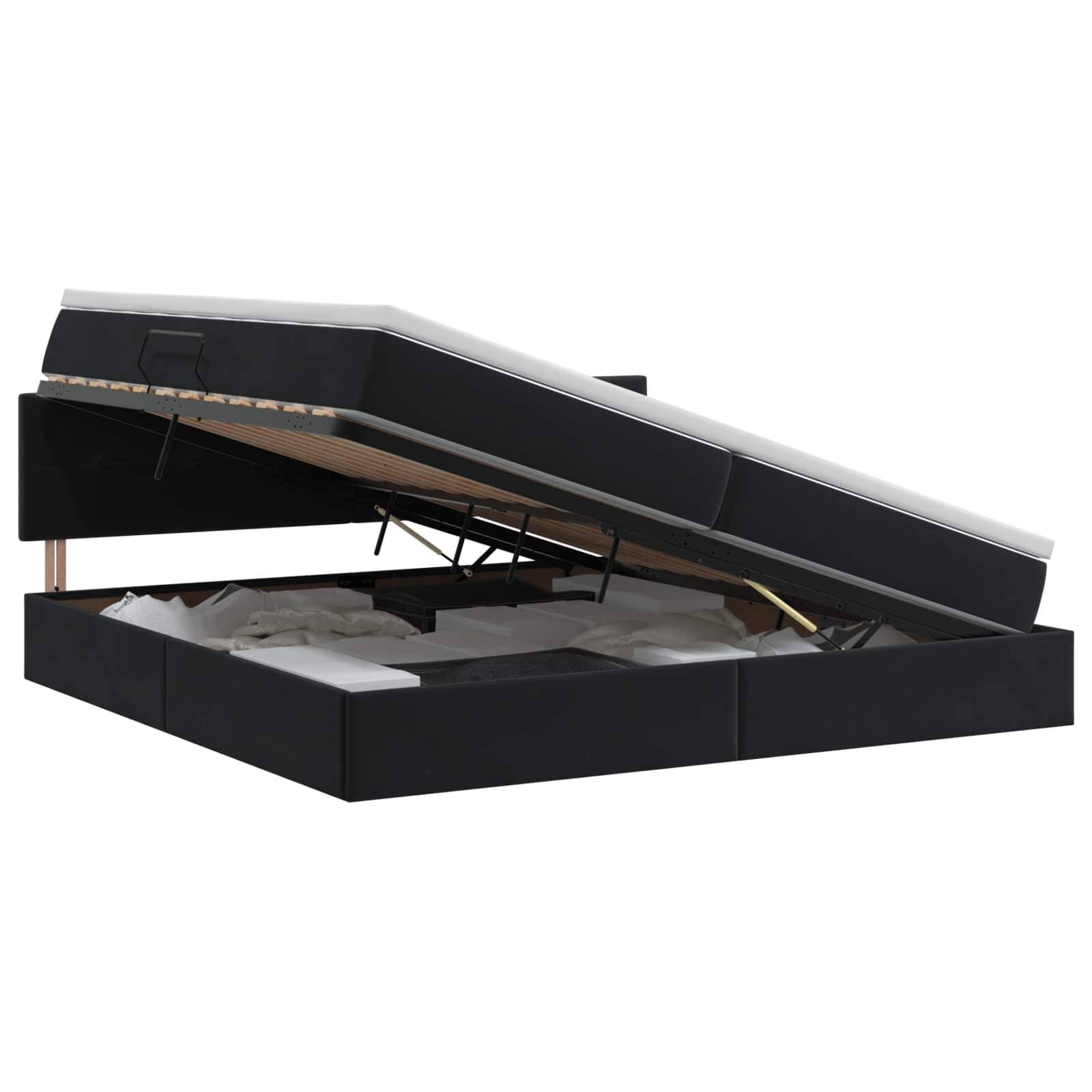 vidaXL Aufbewahrungsbett mit Kopfteil Schwarz 200 x 200 cm Samt