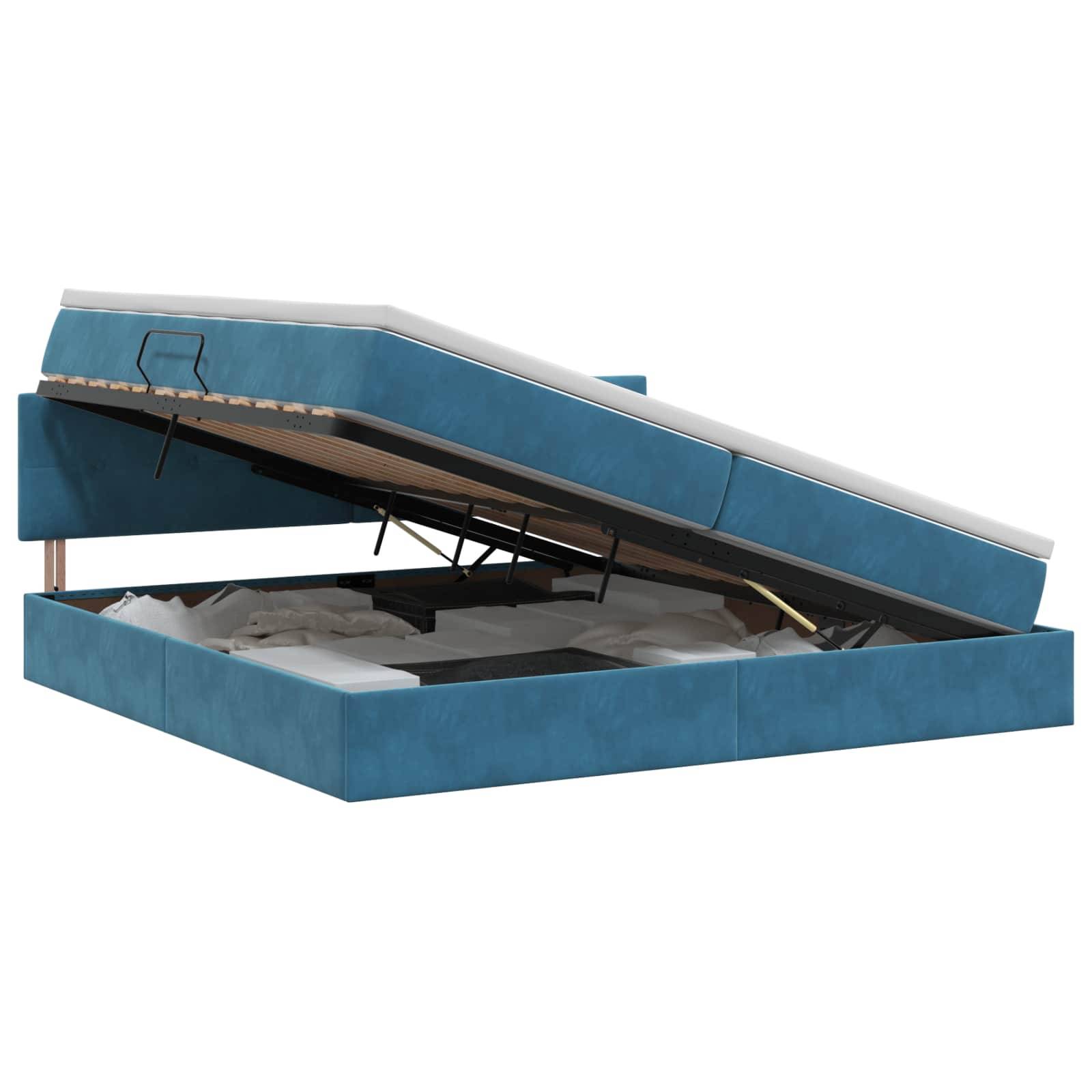vidaXL Aufbewahrungsbett mit Kopfteil Dunkelblau 200 x 200 cm Samt