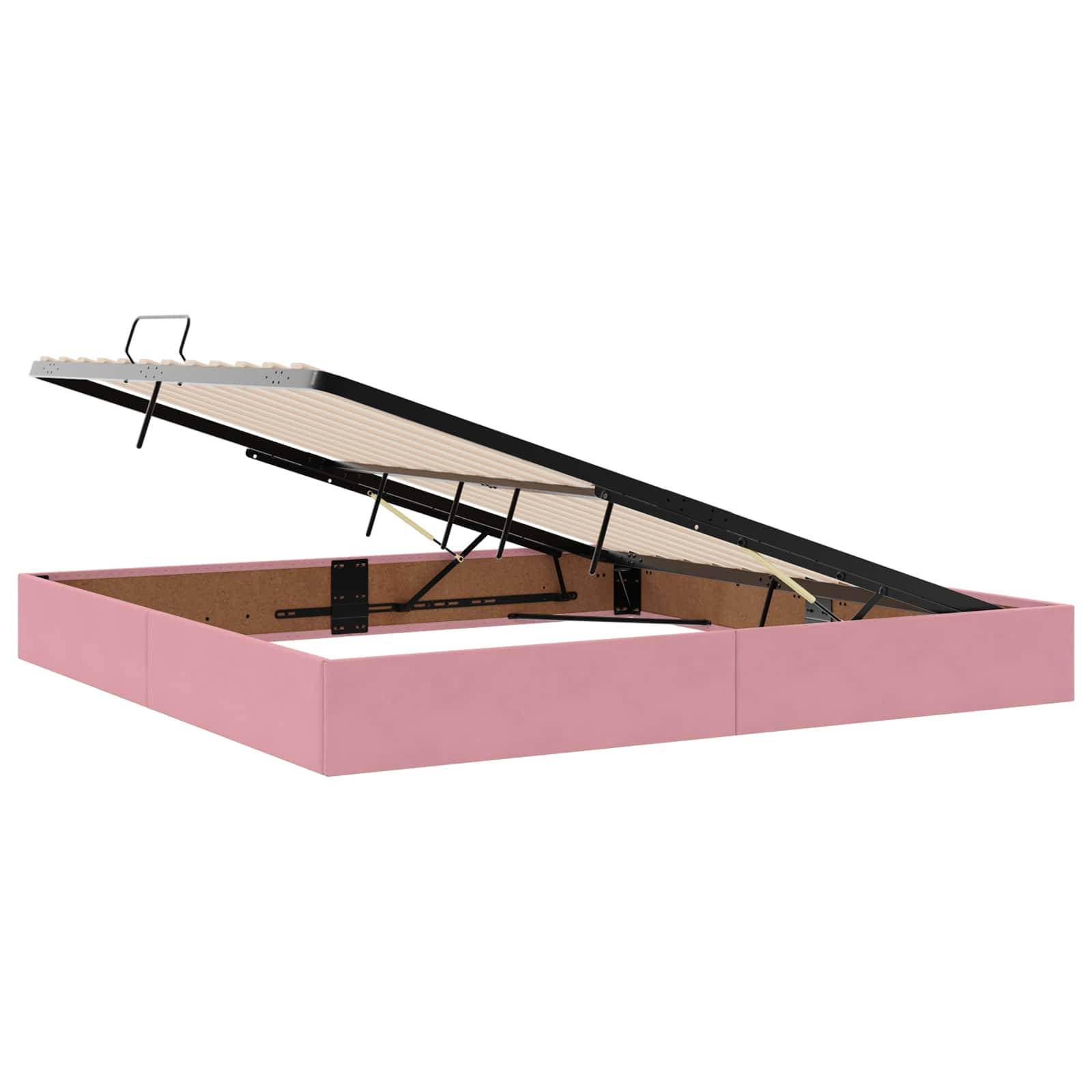 vidaXL Aufbewahrungsbett mit Kopfteil Rosa 200 x 200 cm Samt