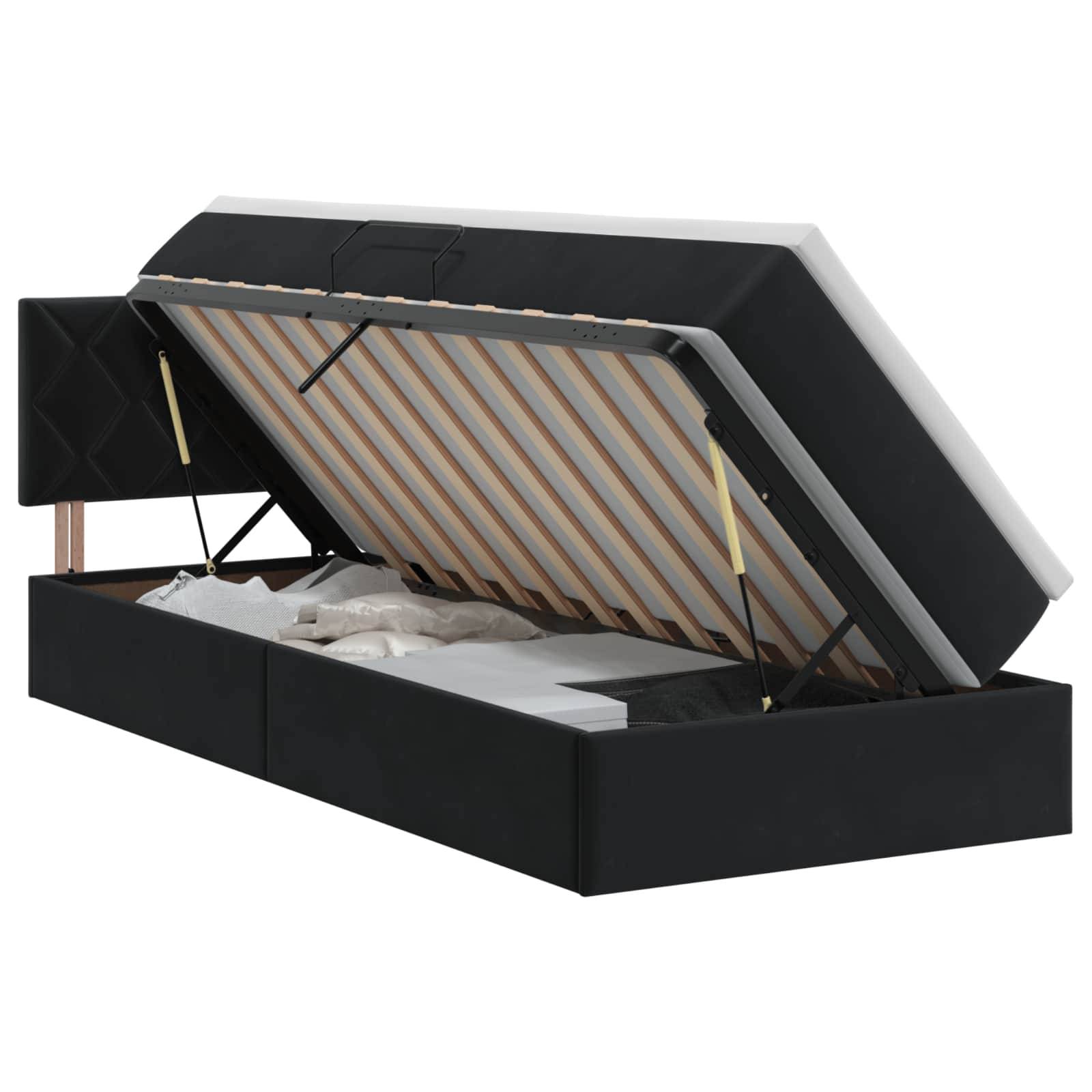 vidaXL Aufbewahrungsbett mit Kopfteil Schwarz 90 x 190 cm Samt