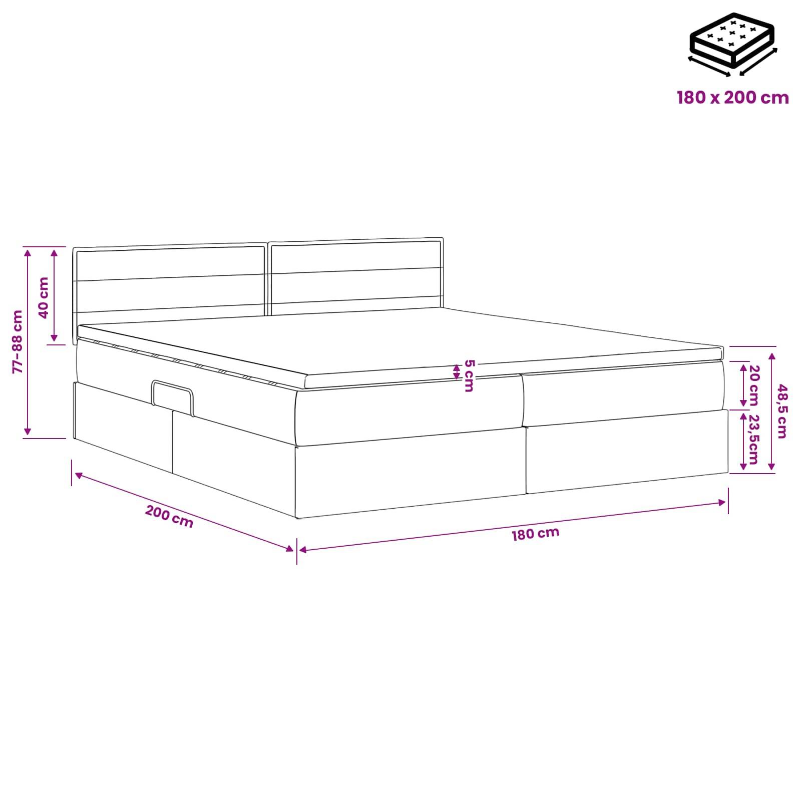 vidaXL Aufbewahrungsbett mit Kopfteil 2 pcs Schwarz Kunstleder