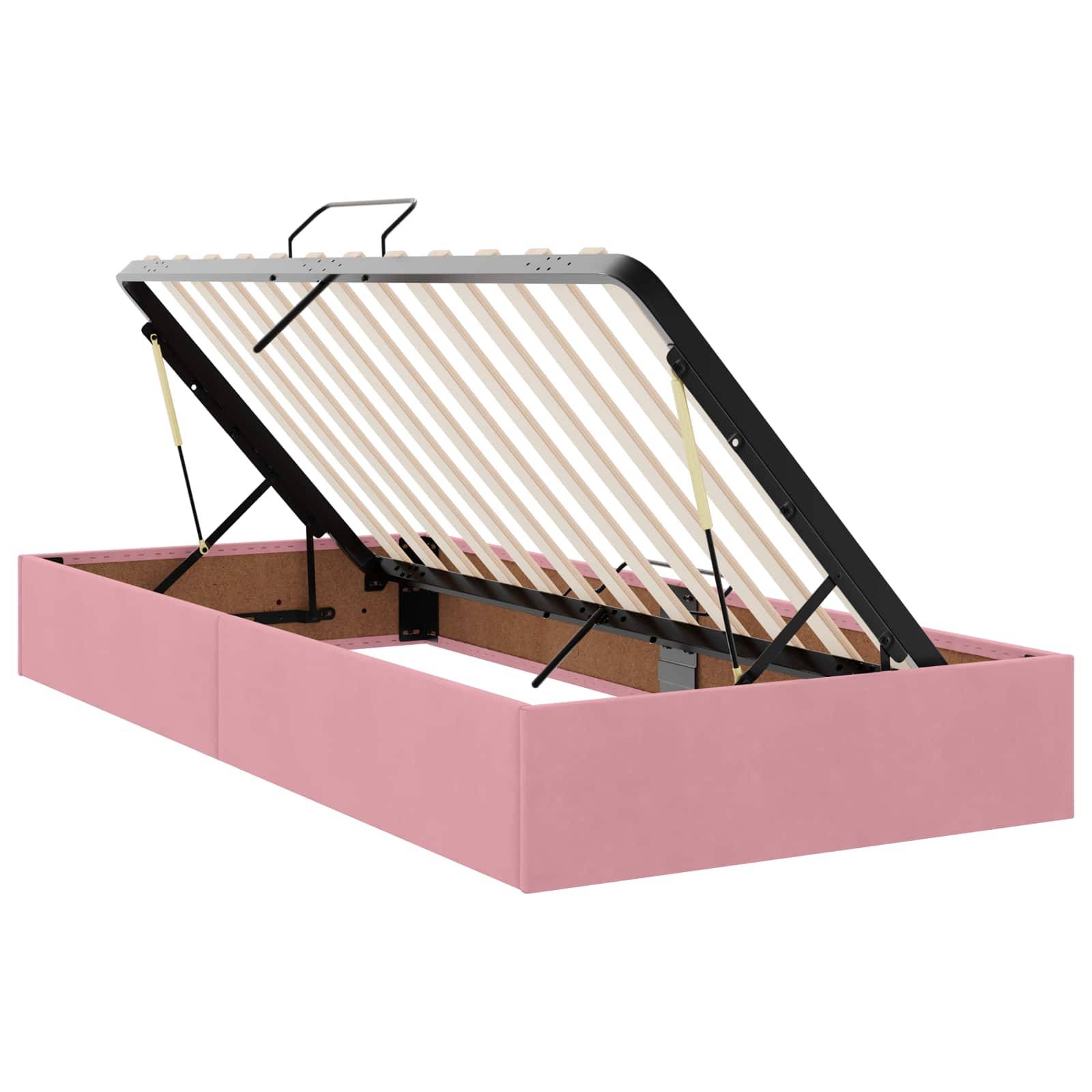 vidaXL LED-Speicherbett mit Matratze Rosa 100 x 200 cm Samt