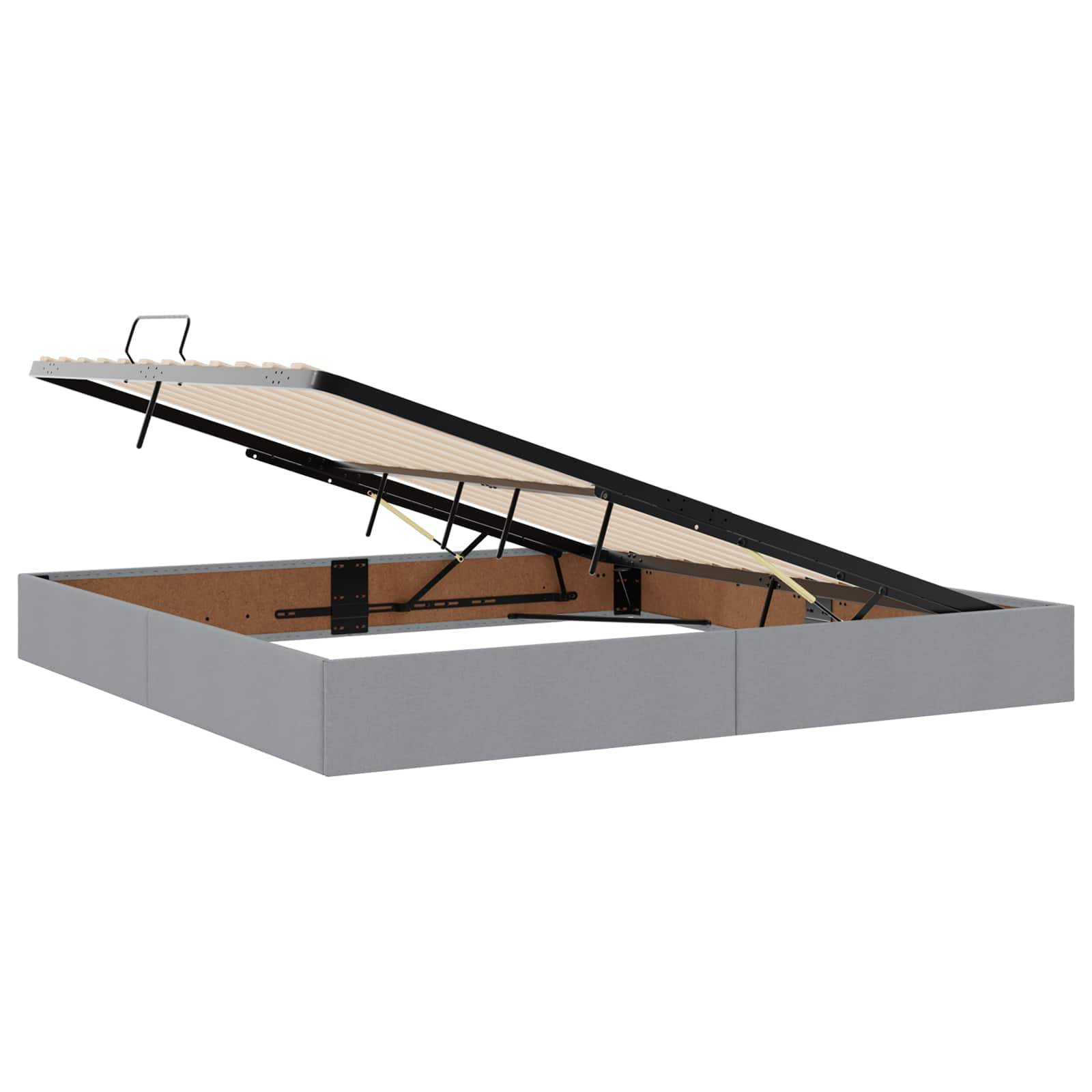 vidaXL LED-Speicherbett mit Matratze Hellgrau 200 x 200 cm Stoff