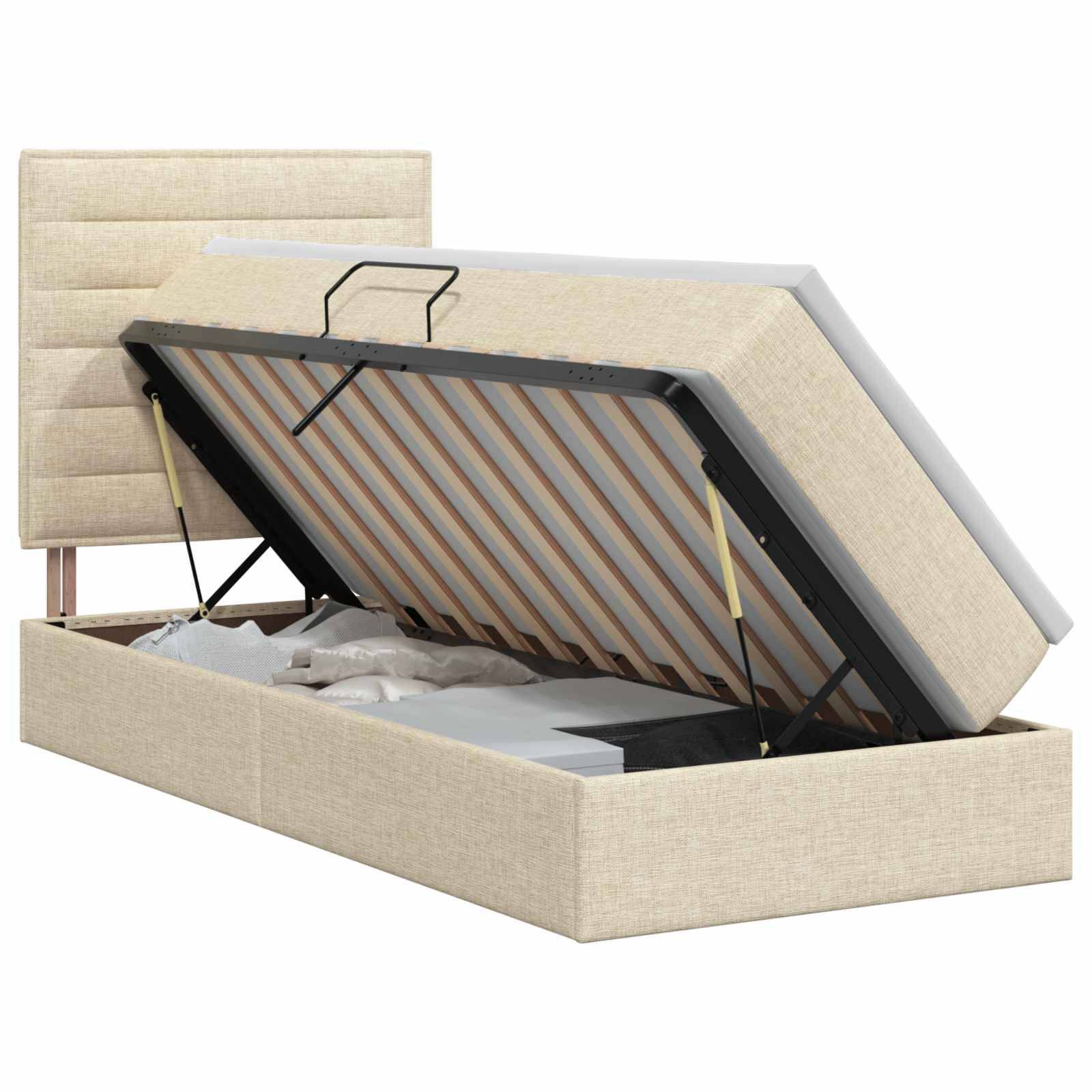 vidaXL Aufbewahrungsbett mit Matratze Creme 100 x 200 cm Stoff