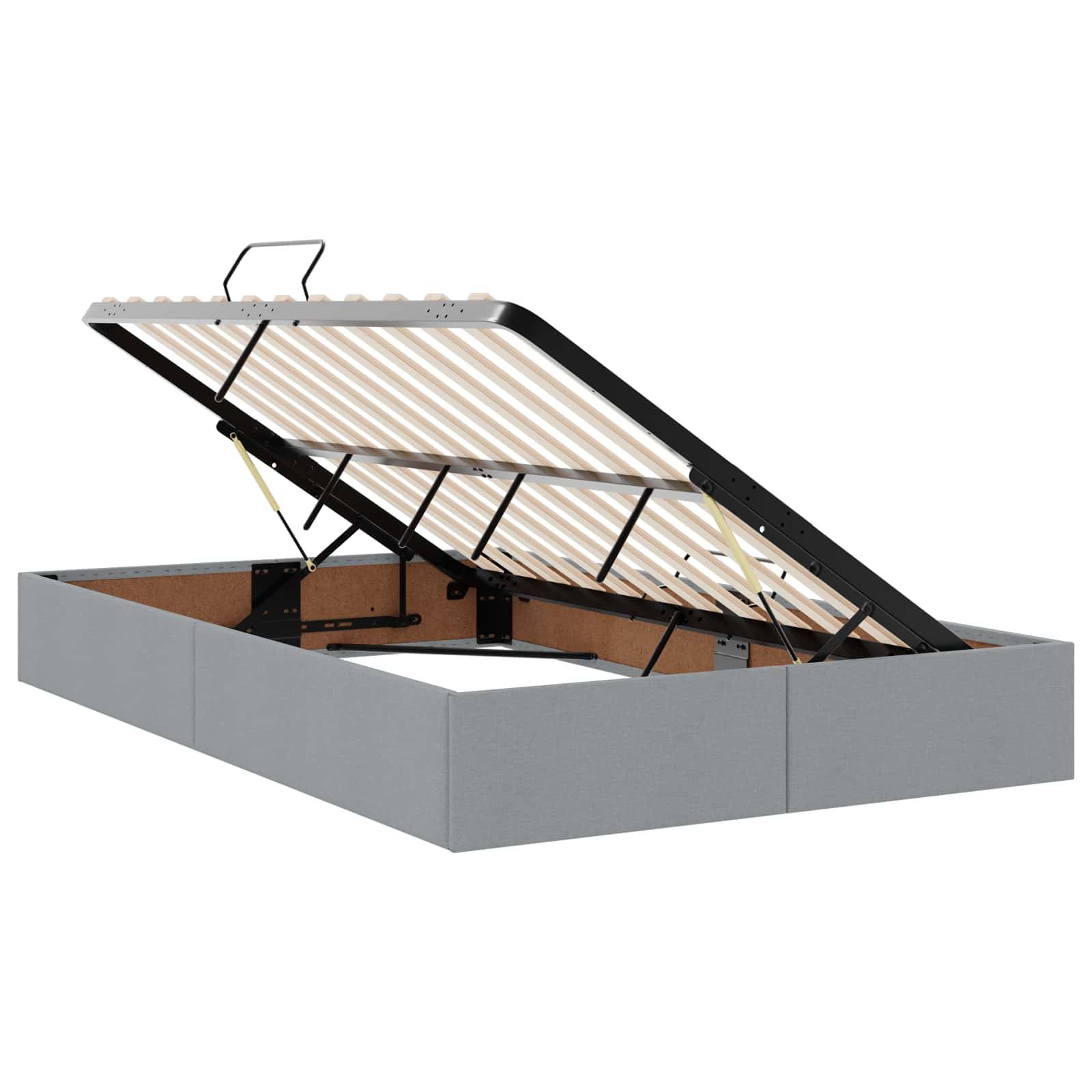 vidaXL Aufbewahrungsbett mit Matratze Hellgrau 120 x 200 cm Stoff