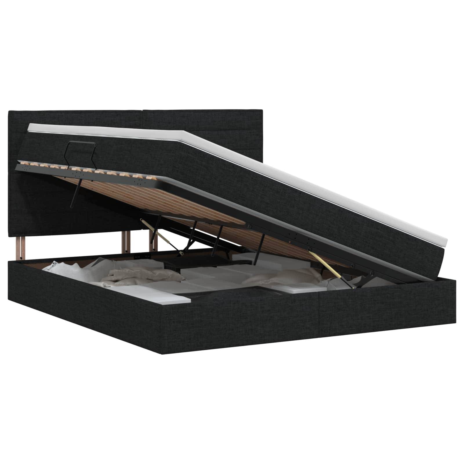 vidaXL Aufbewahrungsbett mit Matratze Schwarz 140 x 190 cm Stoff