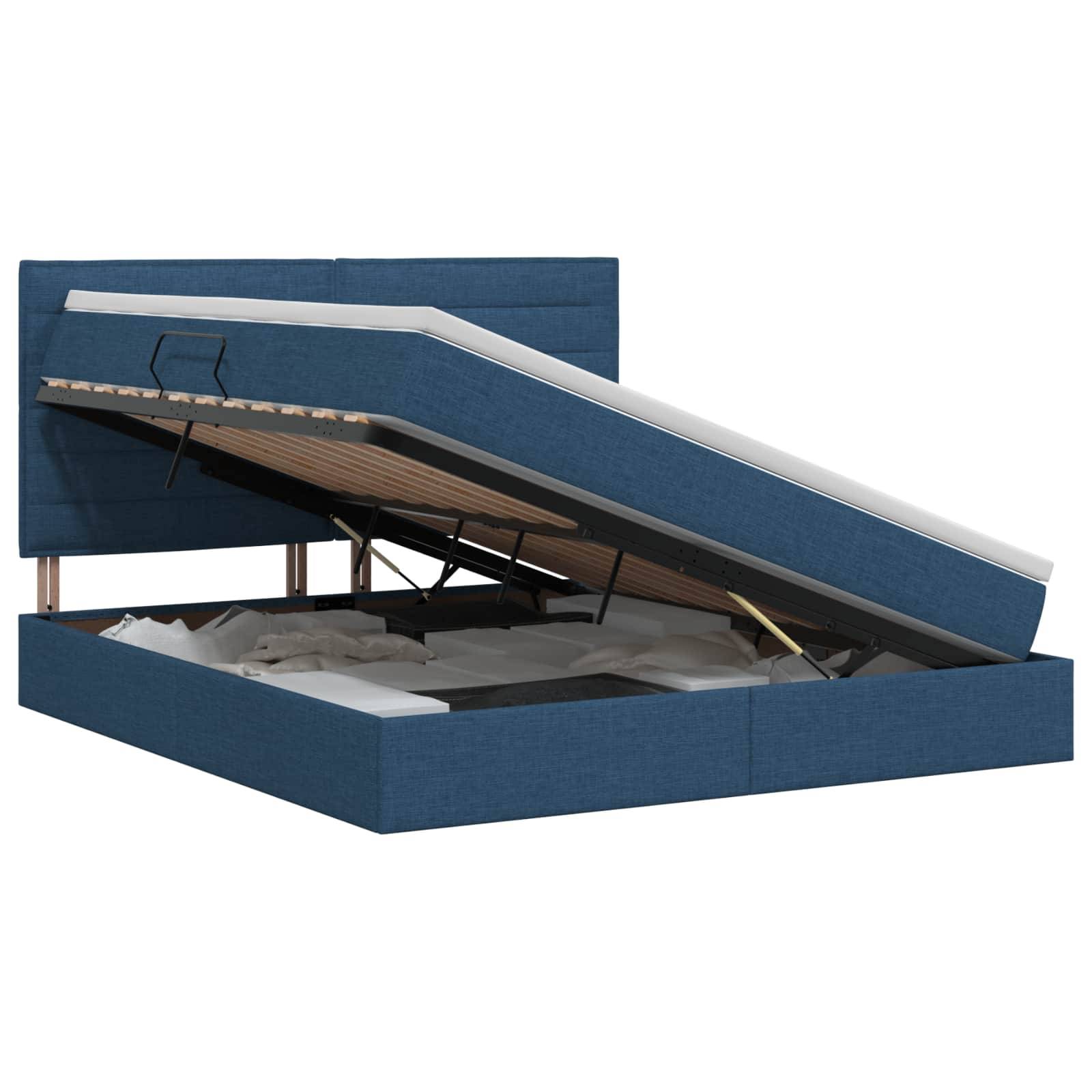 vidaXL Aufbewahrungsbett mit Matratze Blau 140 x 200 cm Stoff