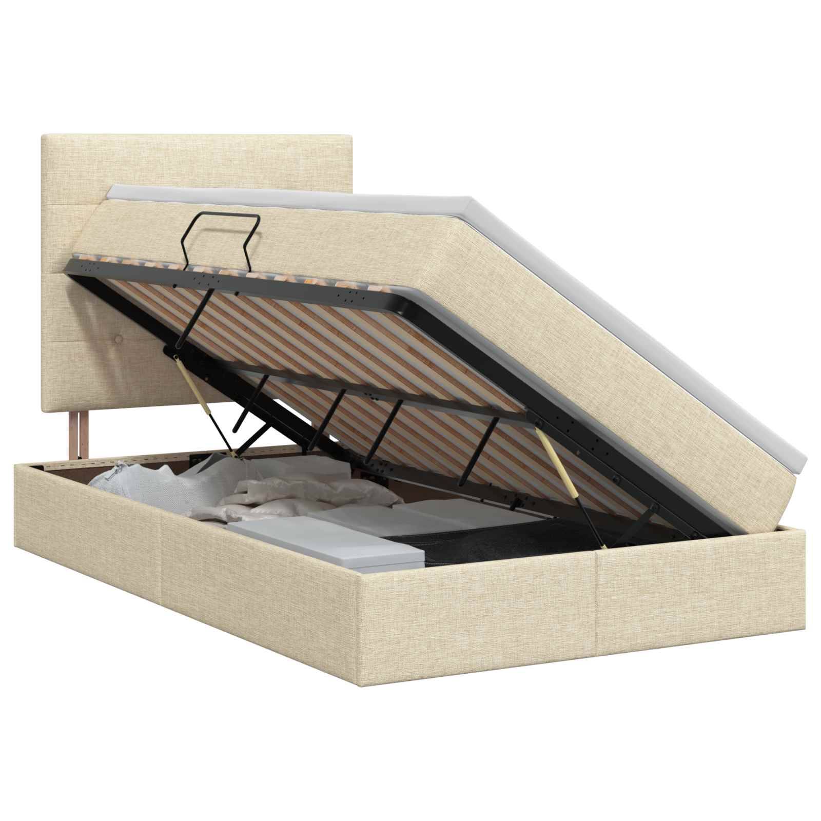 vidaXL Aufbewahrungsbett mit Matratze Creme 120 x 190 cm Stoff