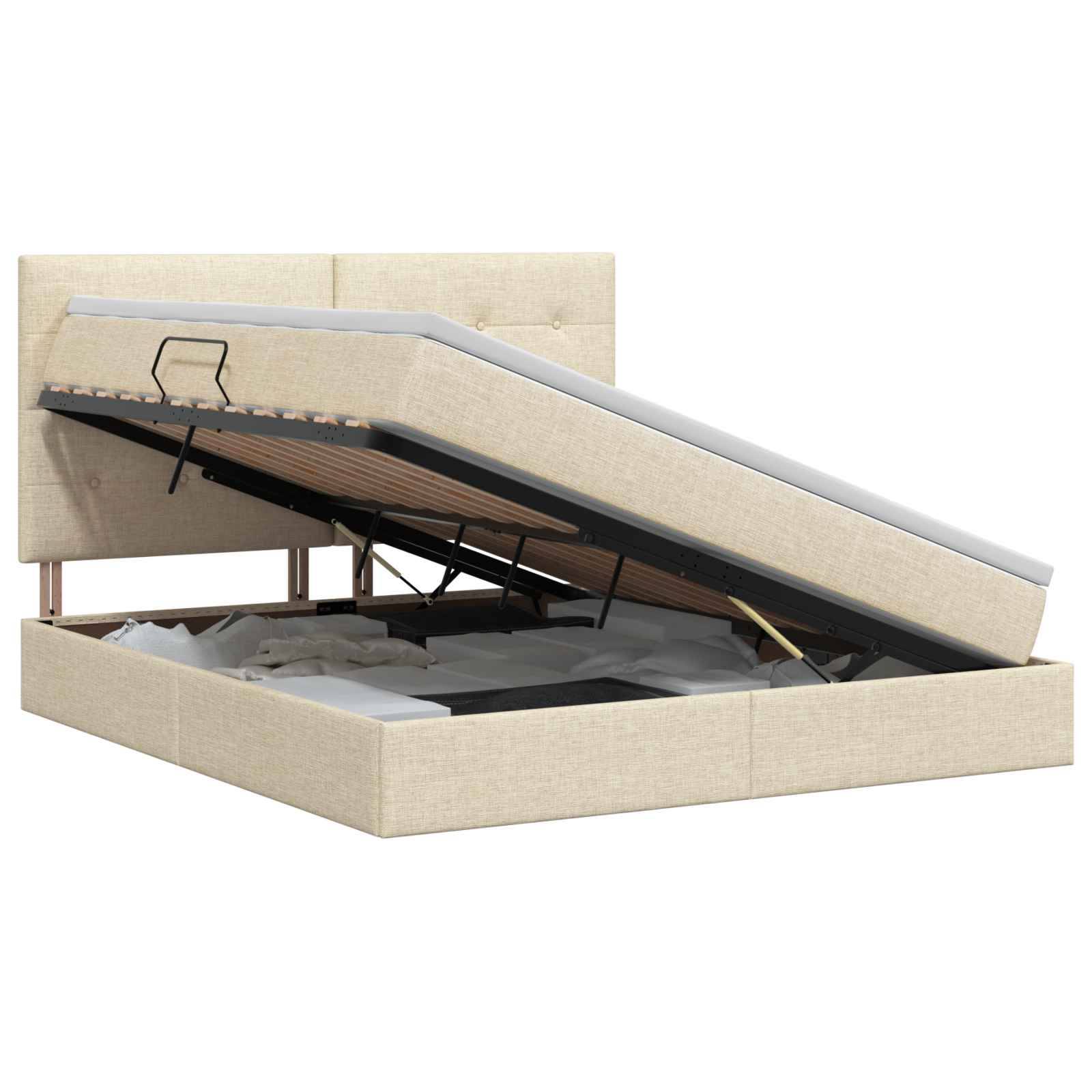 vidaXL Aufbewahrungsbett mit Matratze Creme 140 x 200 cm Stoff