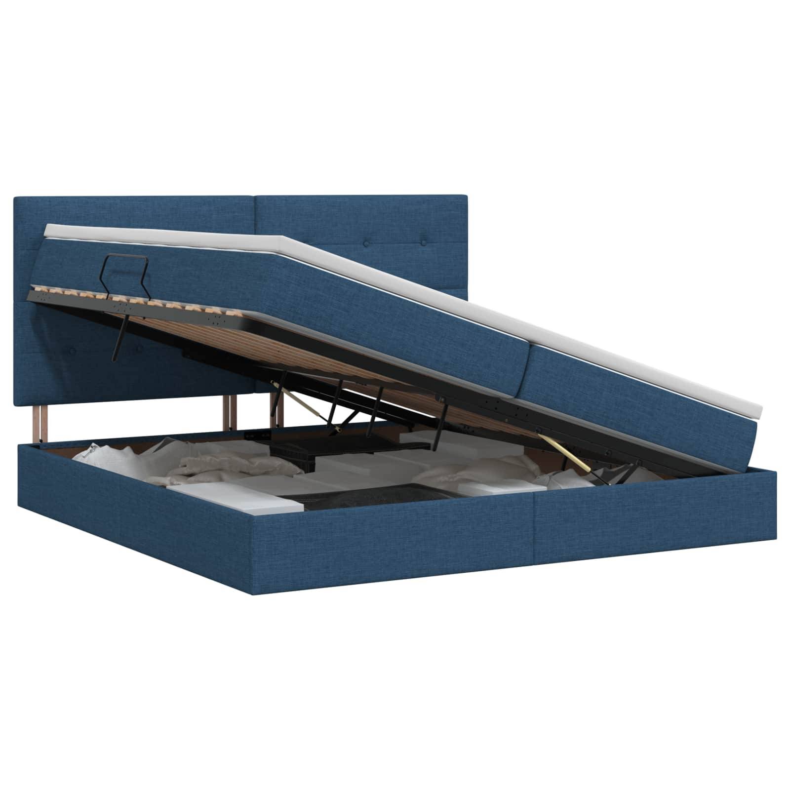vidaXL Aufbewahrungsbett mit Matratze Blau 200 x 200 cm Stoff
