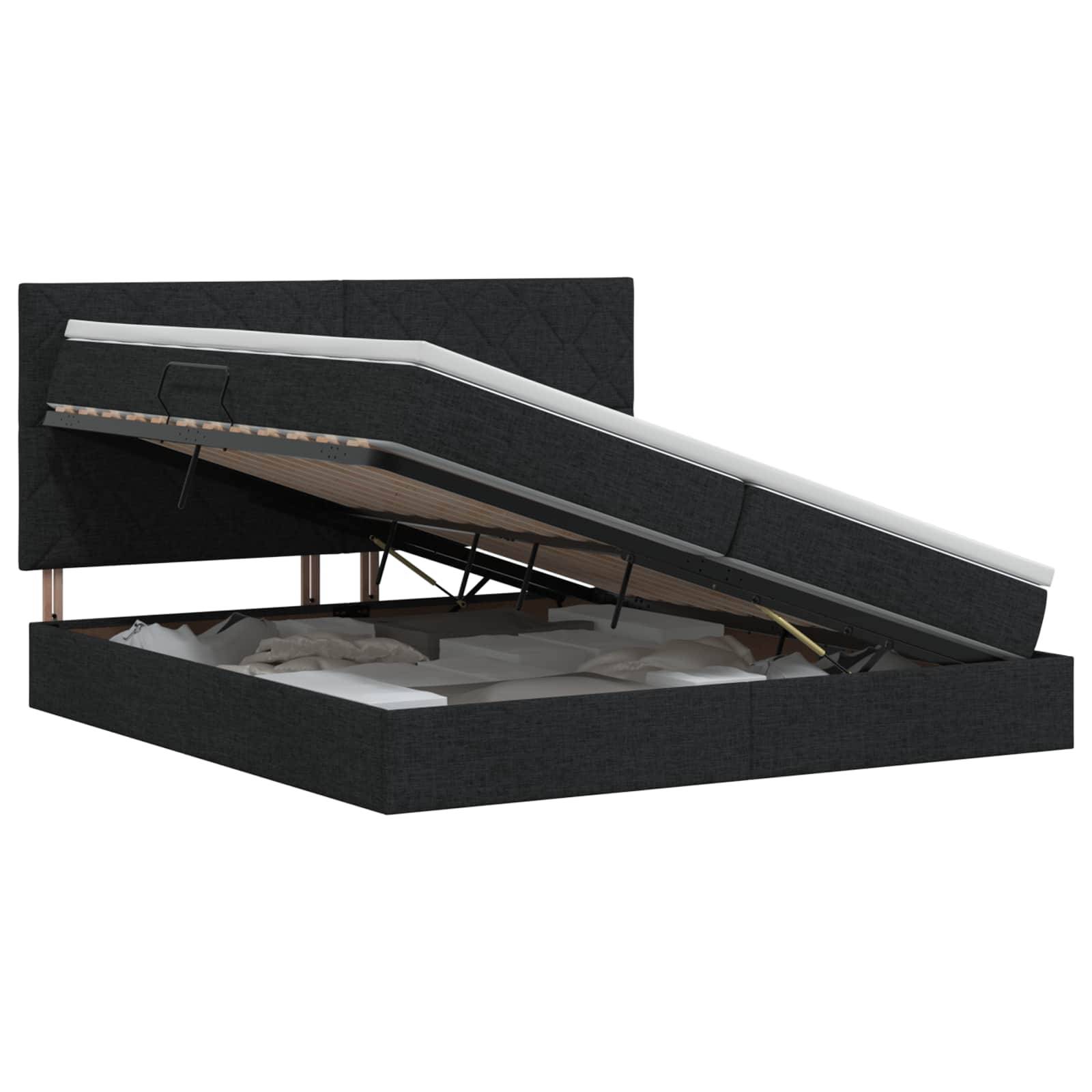 vidaXL Aufbewahrungsbett mit Matratze Schwarz 200 x 200 cm Stoff