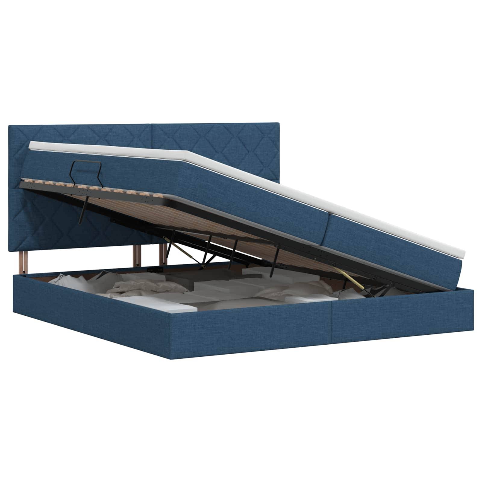 vidaXL Aufbewahrungsbett mit Matratze Blau 200 x 200 cm Stoff