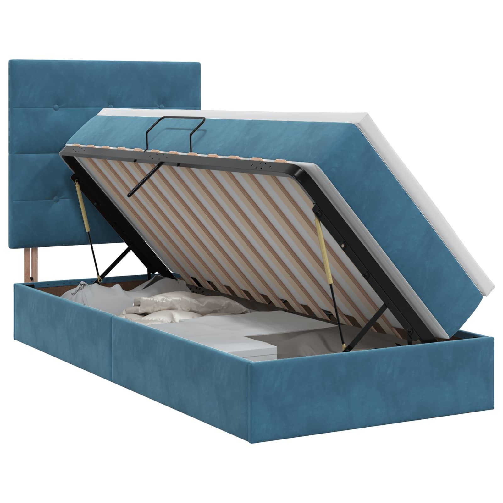 vidaXL Aufbewahrungsbett mit Matratze Dunkelblau 90 x 200 cm Samt