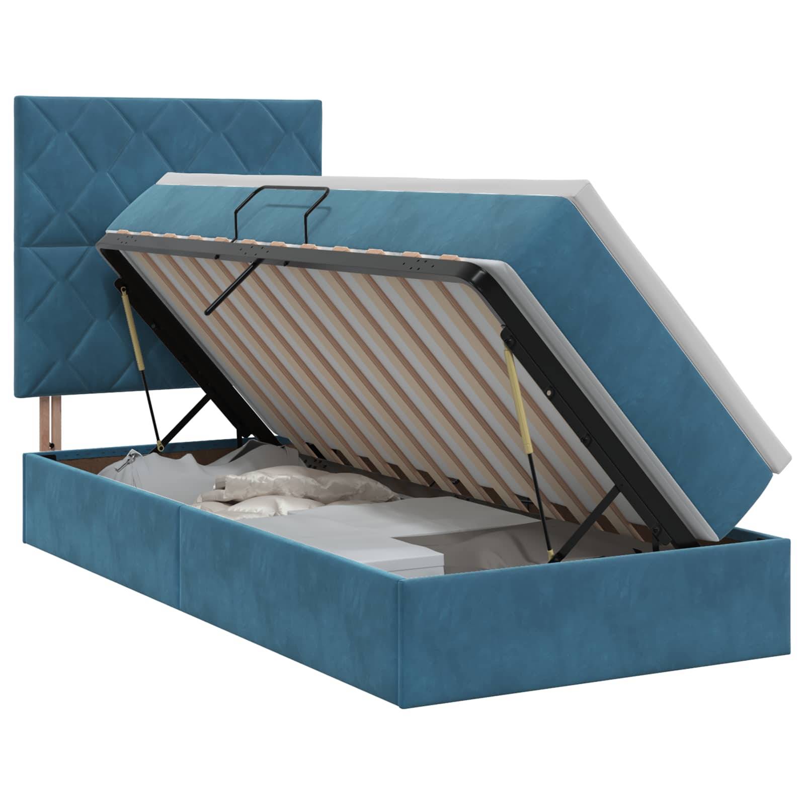 vidaXL Aufbewahrungsbett mit Matratze Dunkelblau 90 x 190 cm Samt