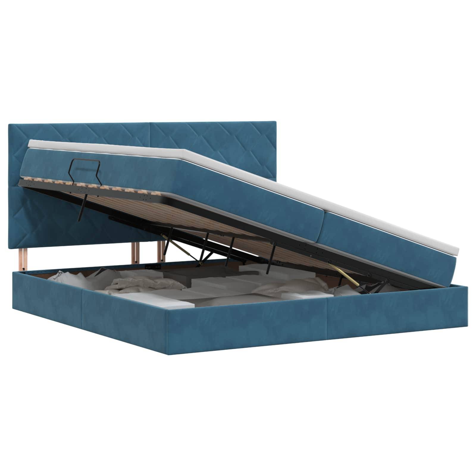 vidaXL Aufbewahrungsbett mit Matratze Dunkelblau 200 x 200 cm Samt