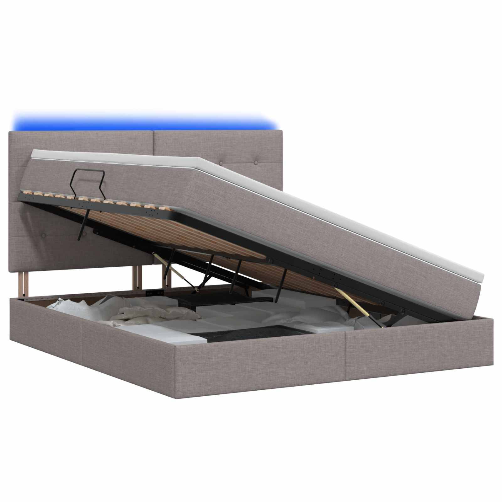 vidaXL LED-Speicherbett mit Matratze Taupe 180 x 200 cm Stoff
