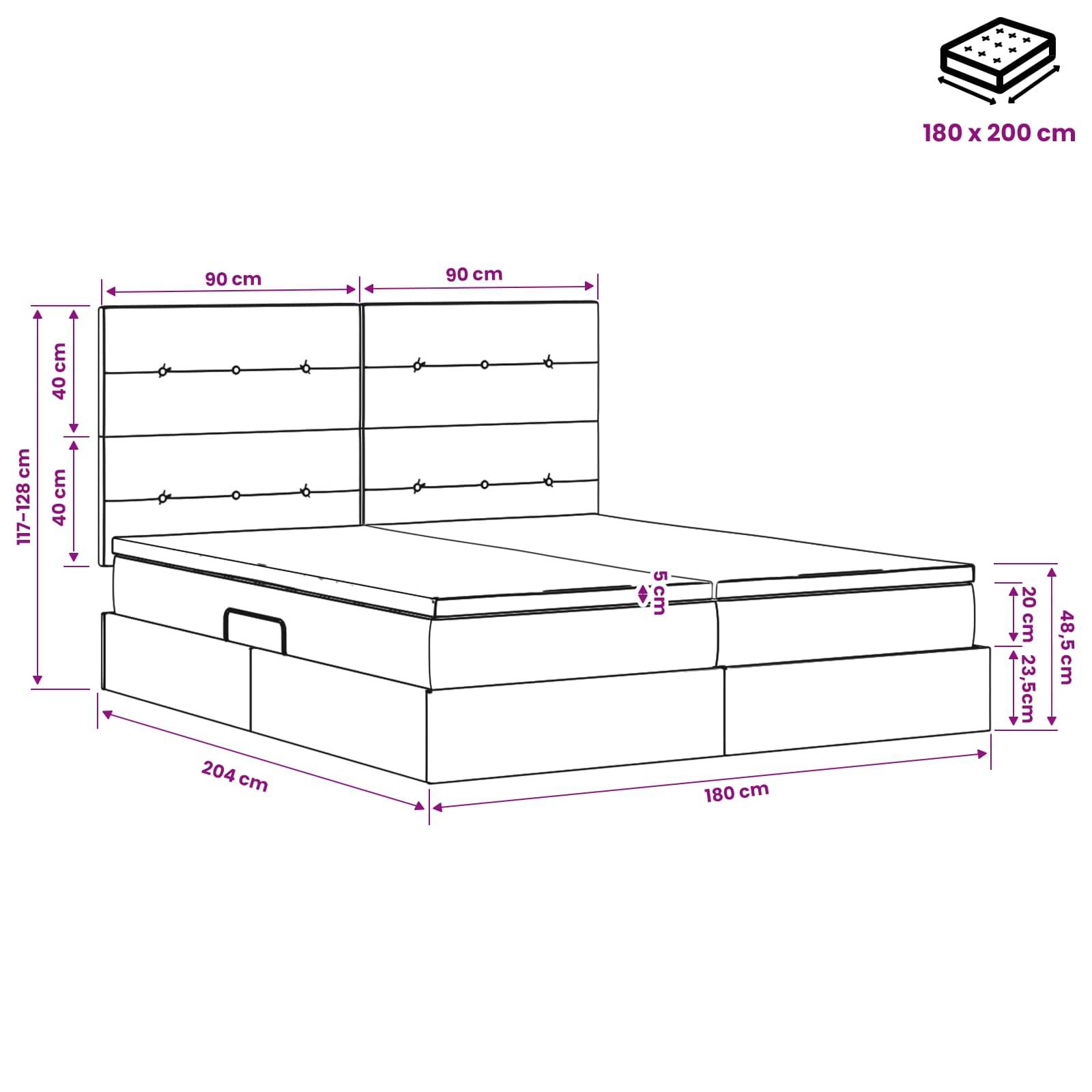 vidaXL LED-Speicherbett mit Matratze Dunkelgrün 180 x 200 cm Samt