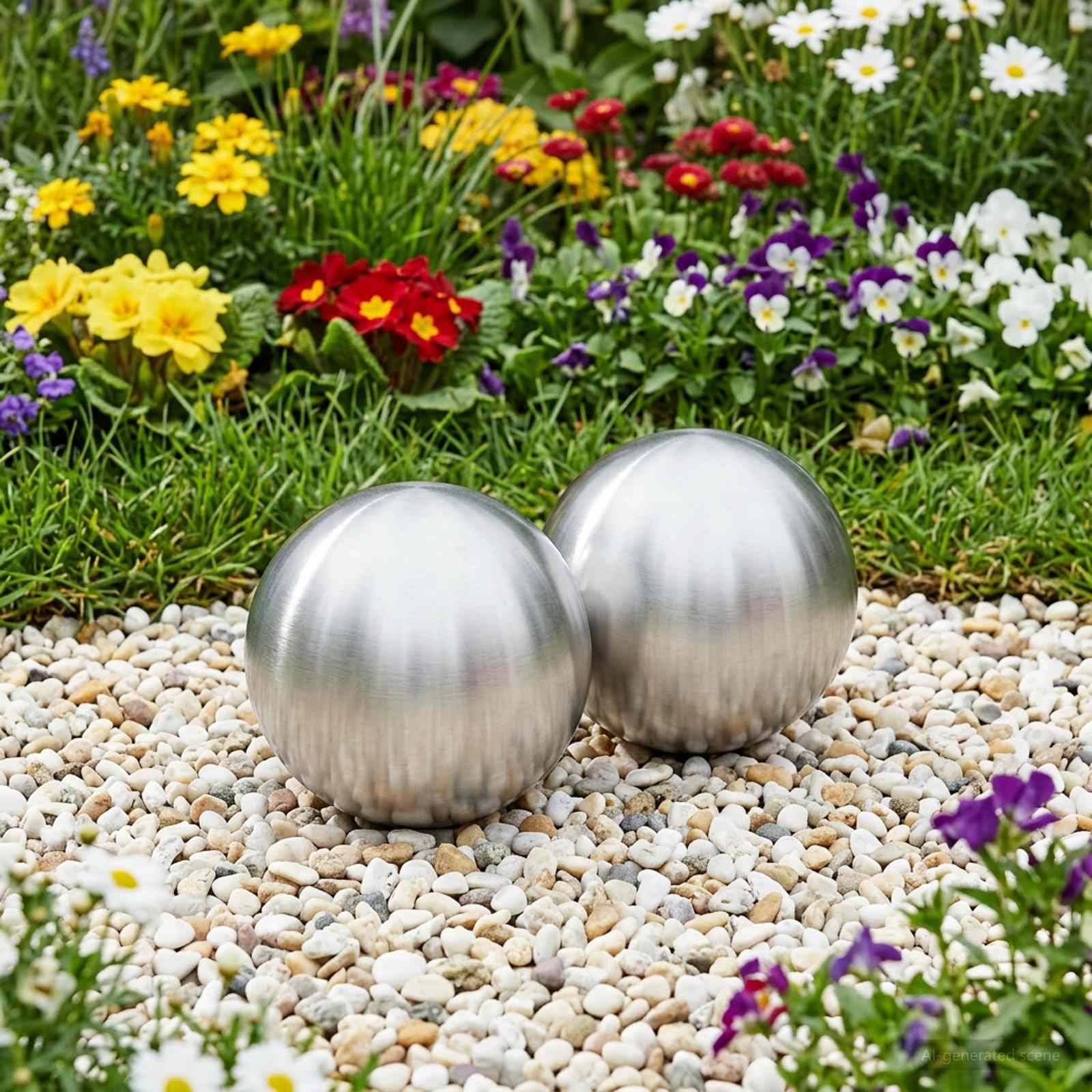 vidaXL Gebürsteter Ball 2 pcs Ø 15 cm Silber Edelstahl 201