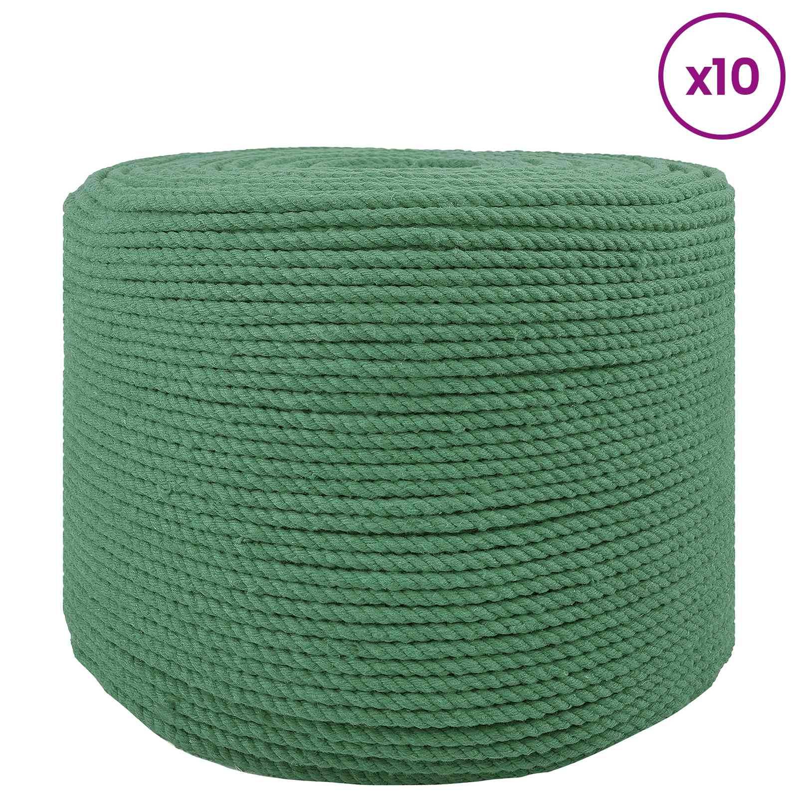 vidaXL Seil 10 pcs Grün Baumwolle