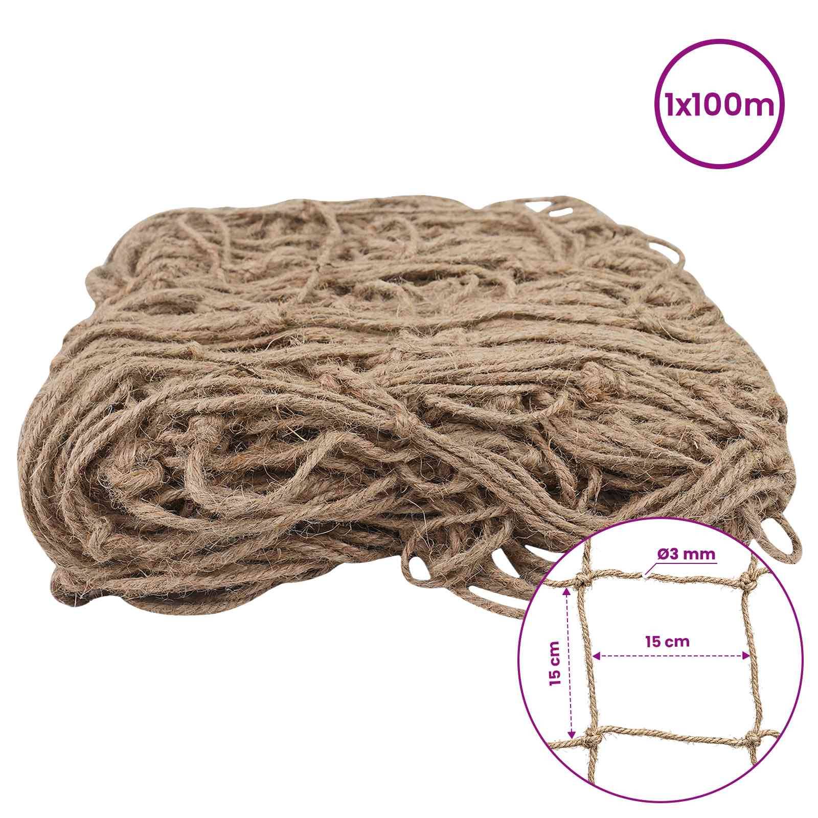 vidaXL Jute Pflanzenstütznetz Natur 1 x 100 m 100% Tossa Jute
