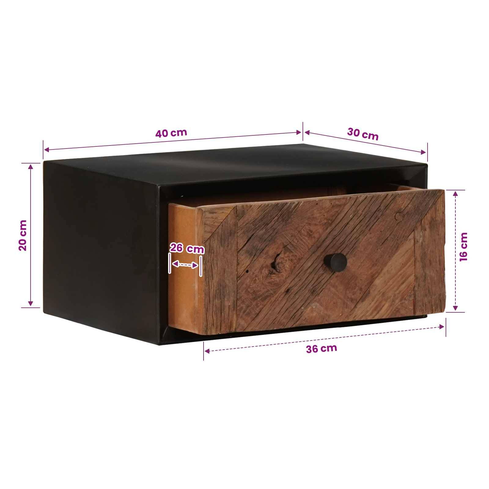 vidaXL Handgefertigter Nachttisch Natur 40 x 30 x 20 cm