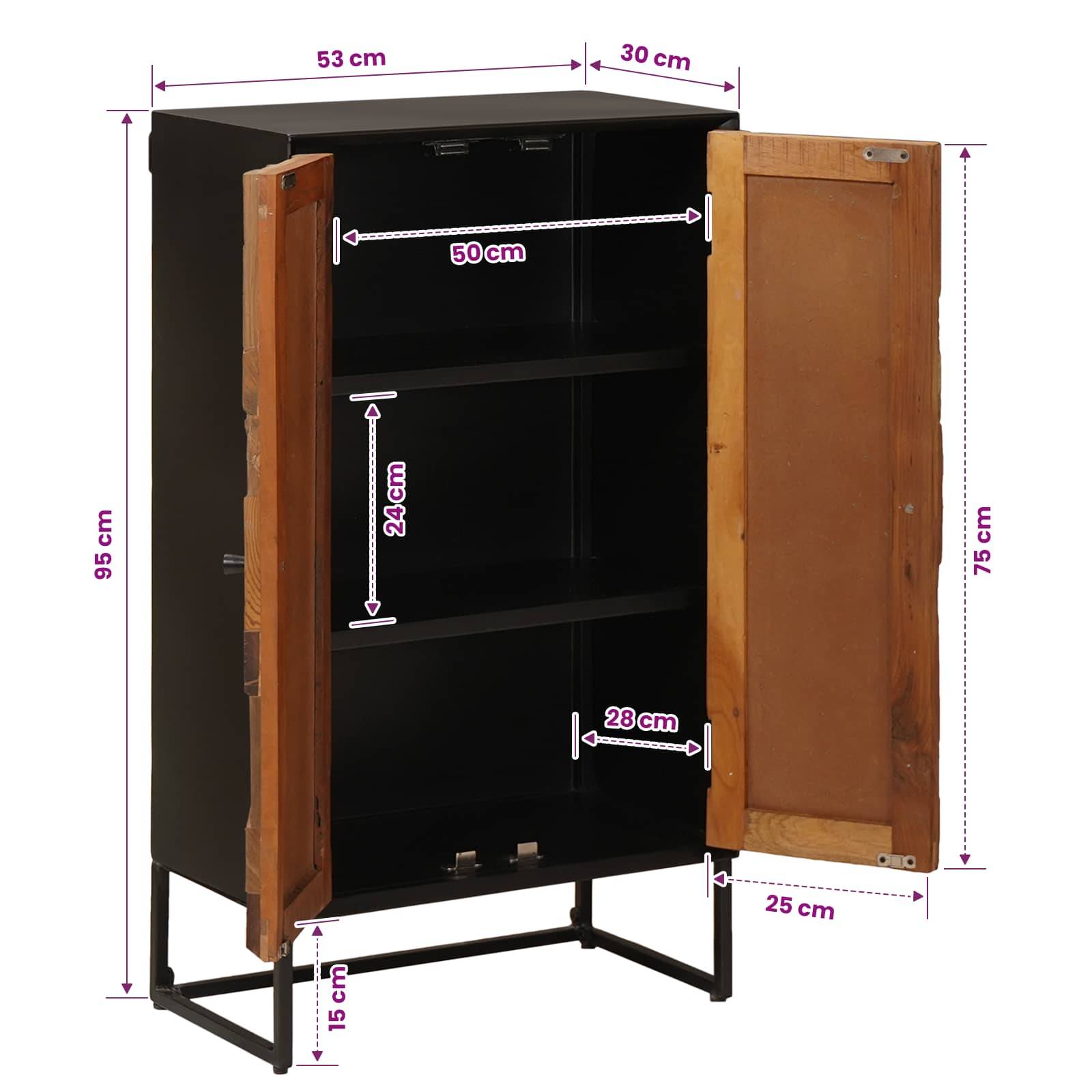 vidaXL Highboard 53 x 30 x 95 cm Massiv Holz und engineered Wood